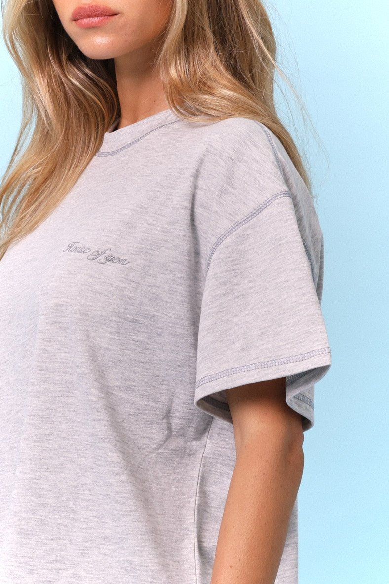 Flatlock Tee – Grey mélange - GON