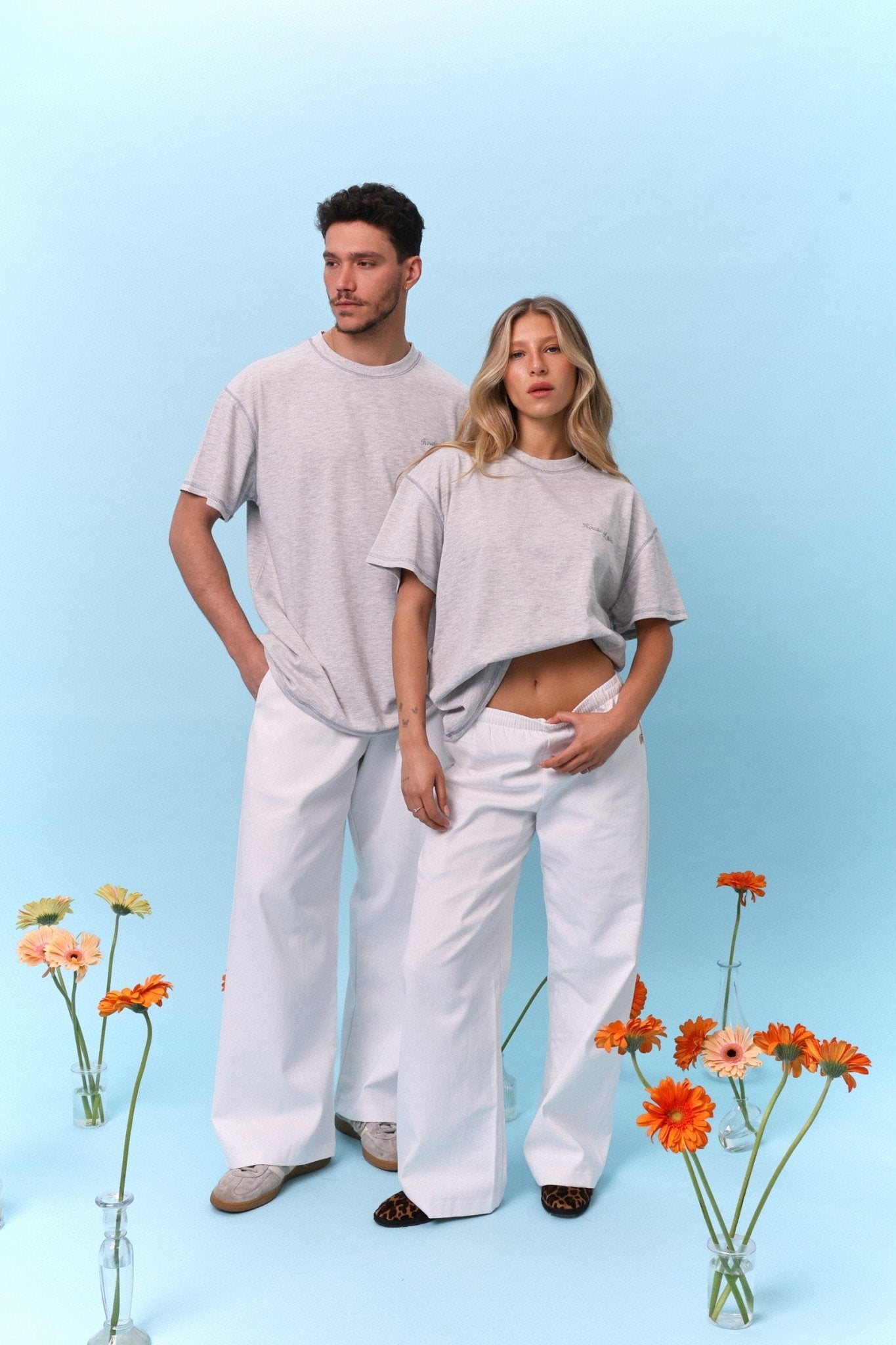 Flatlock Tee – Grey mélange - GON
