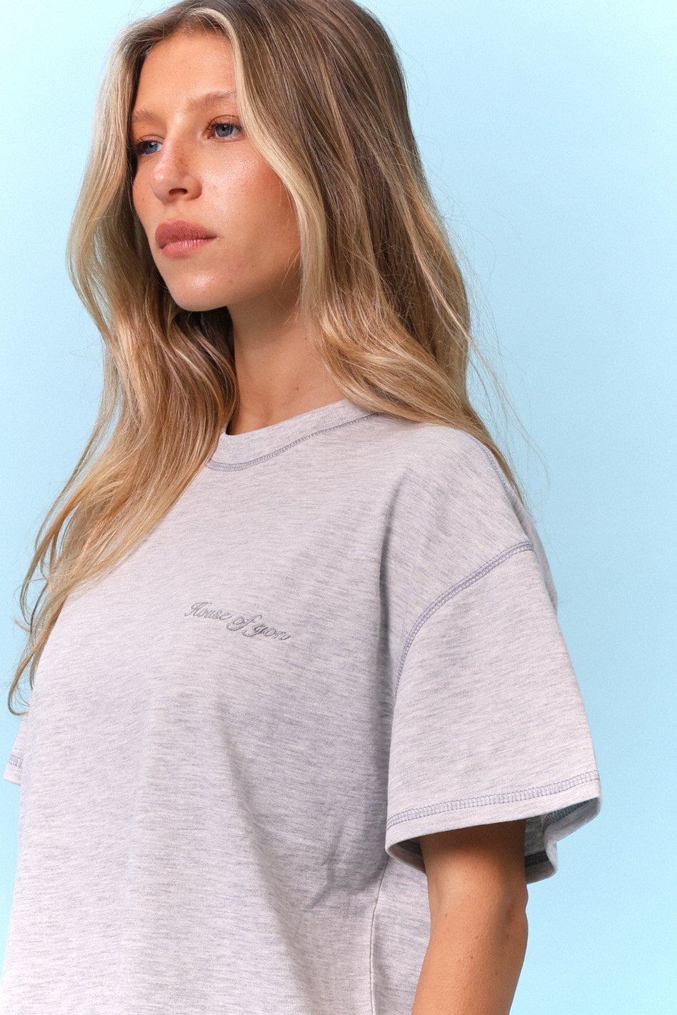 Flatlock Tee – Grey mélange - GON