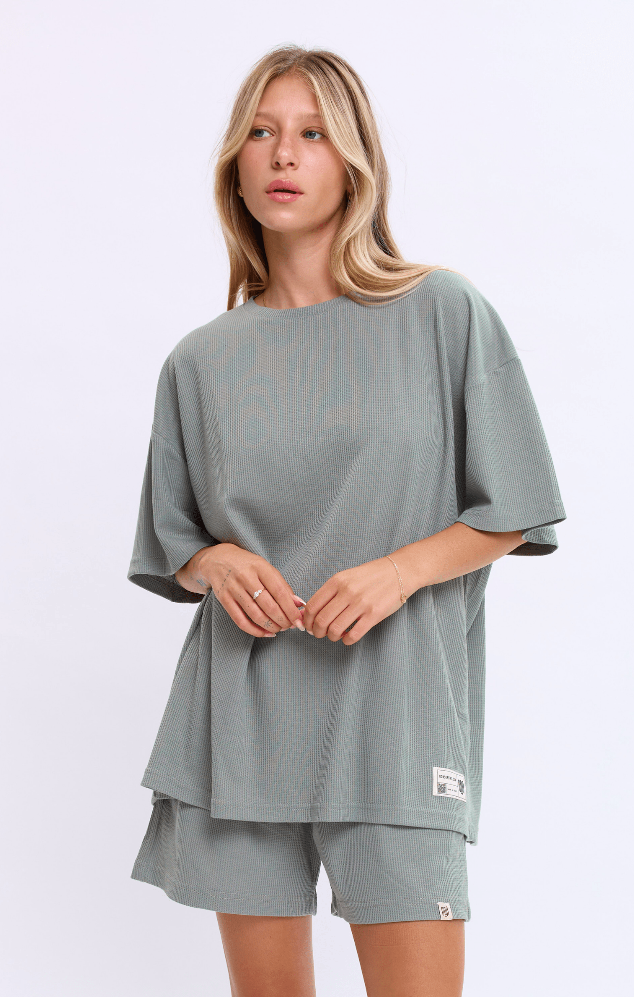 Gray Green - Waffle T-Shirt - GONSURFING