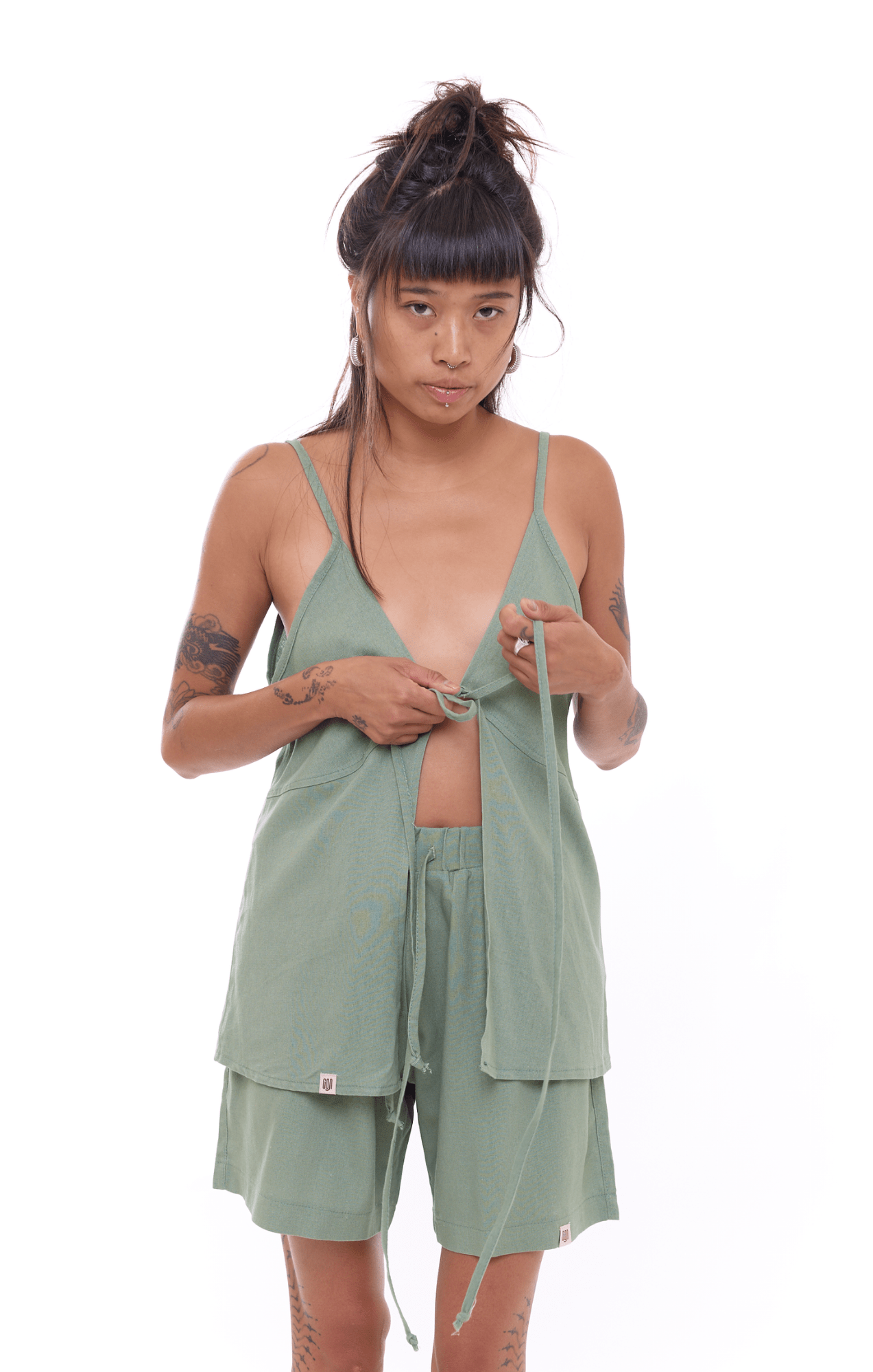 Green - Unisex Linen Shorts - GONSURFING