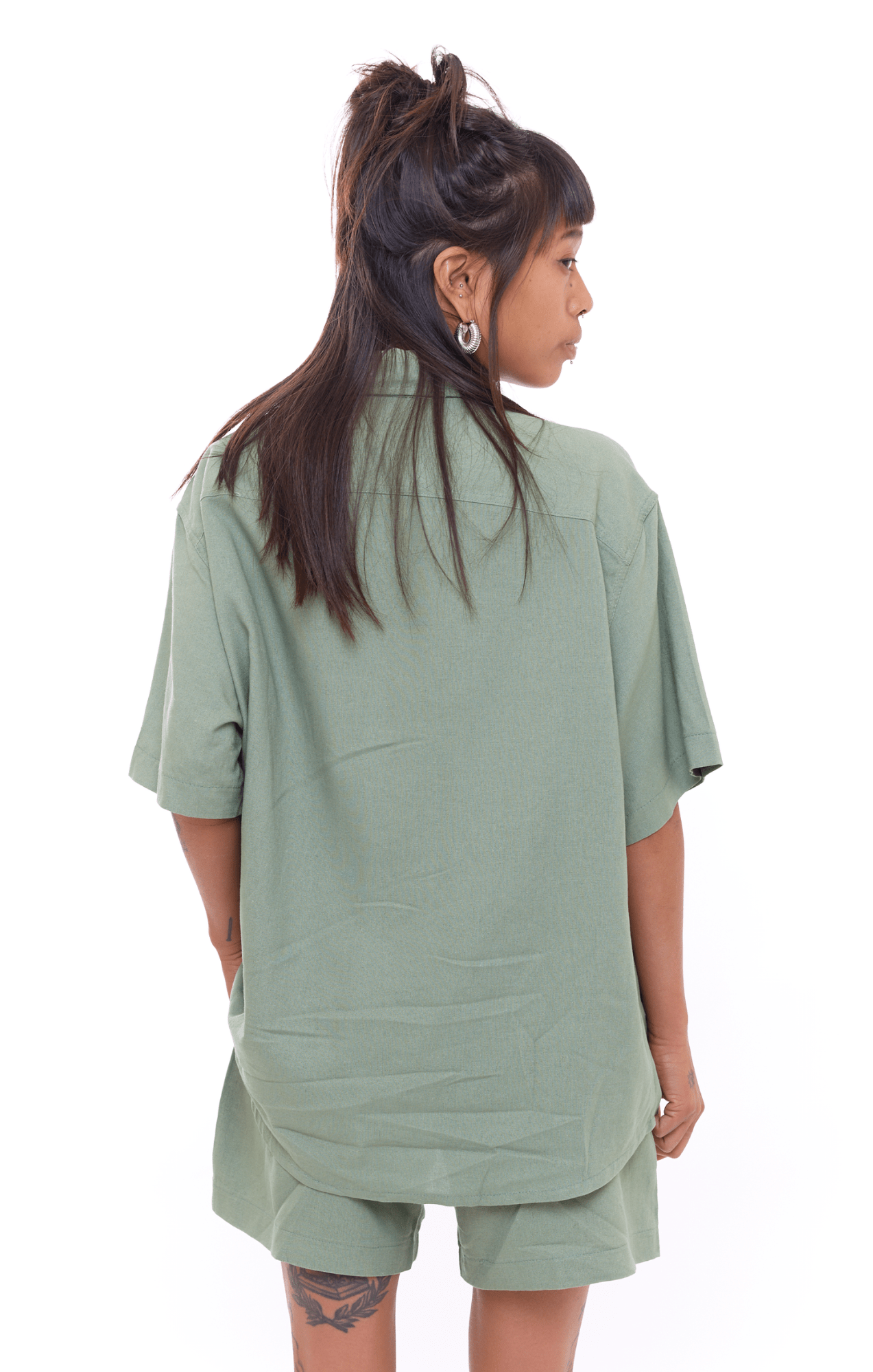 Green - Unisex Oversize Linen Shirt - GONSURFING