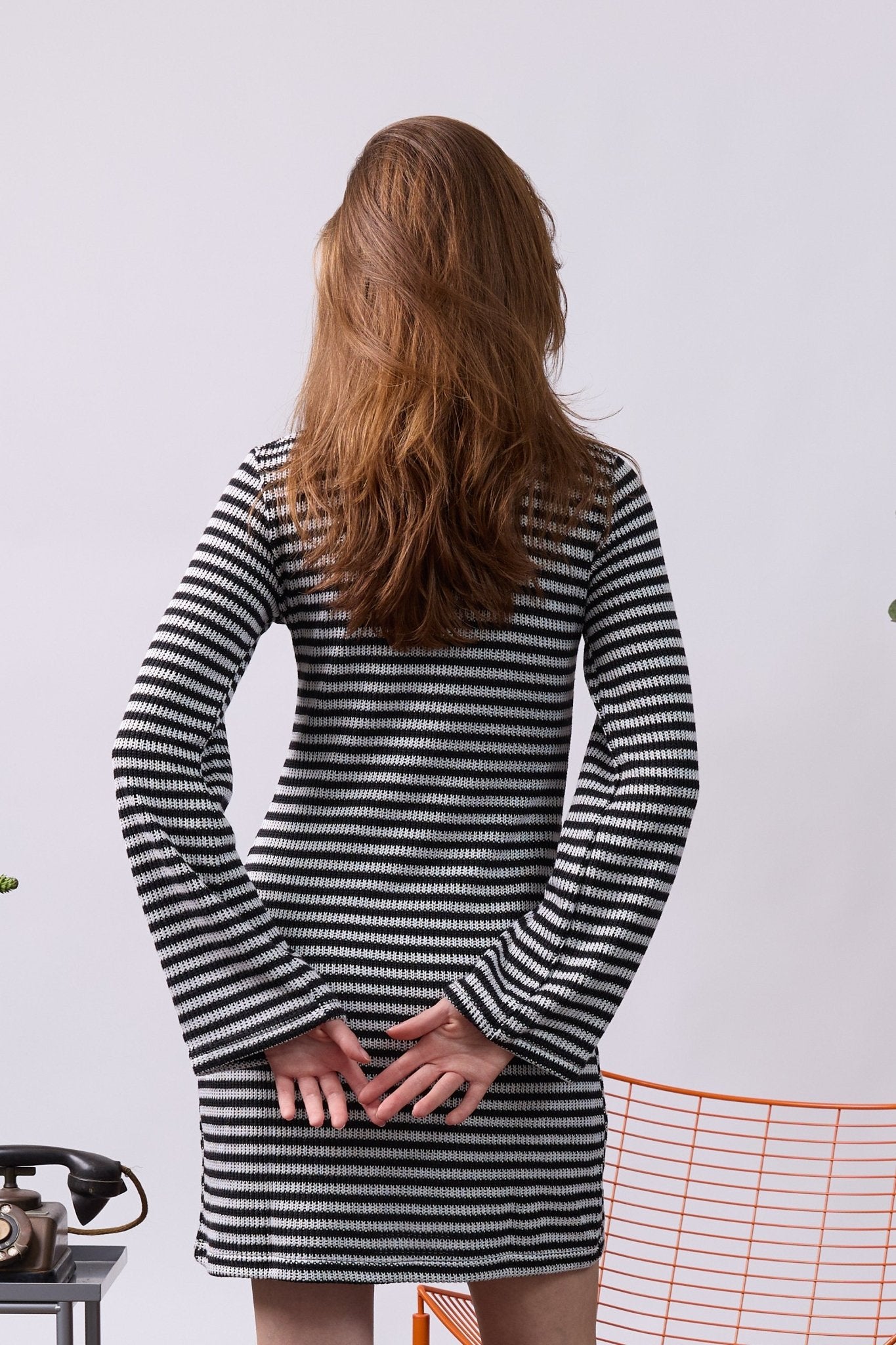 Knit Mini Dress - Black Stripes - GON