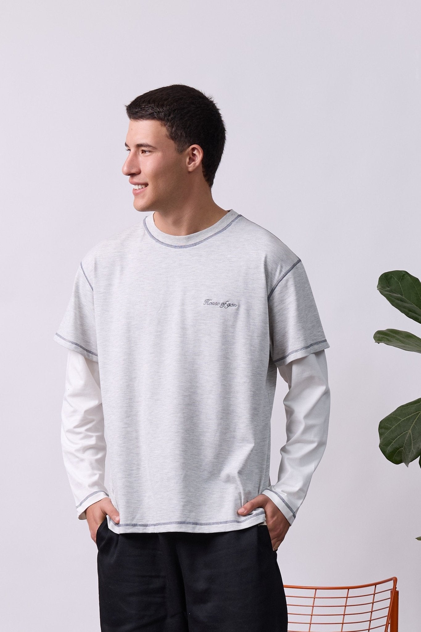 Layer Tee – Gray Stitching - GON