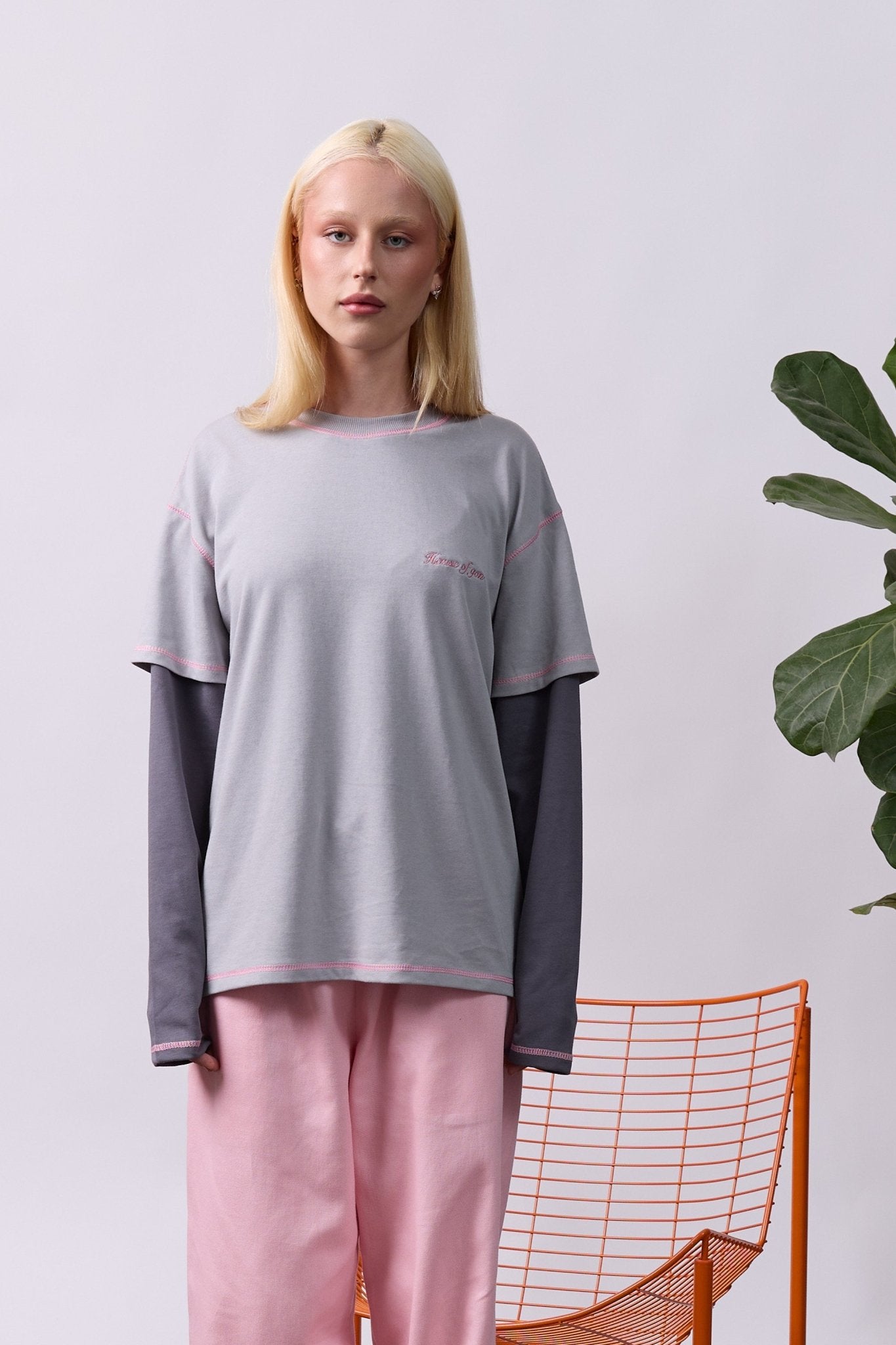 Layer Tee – Pink Stitching - GON