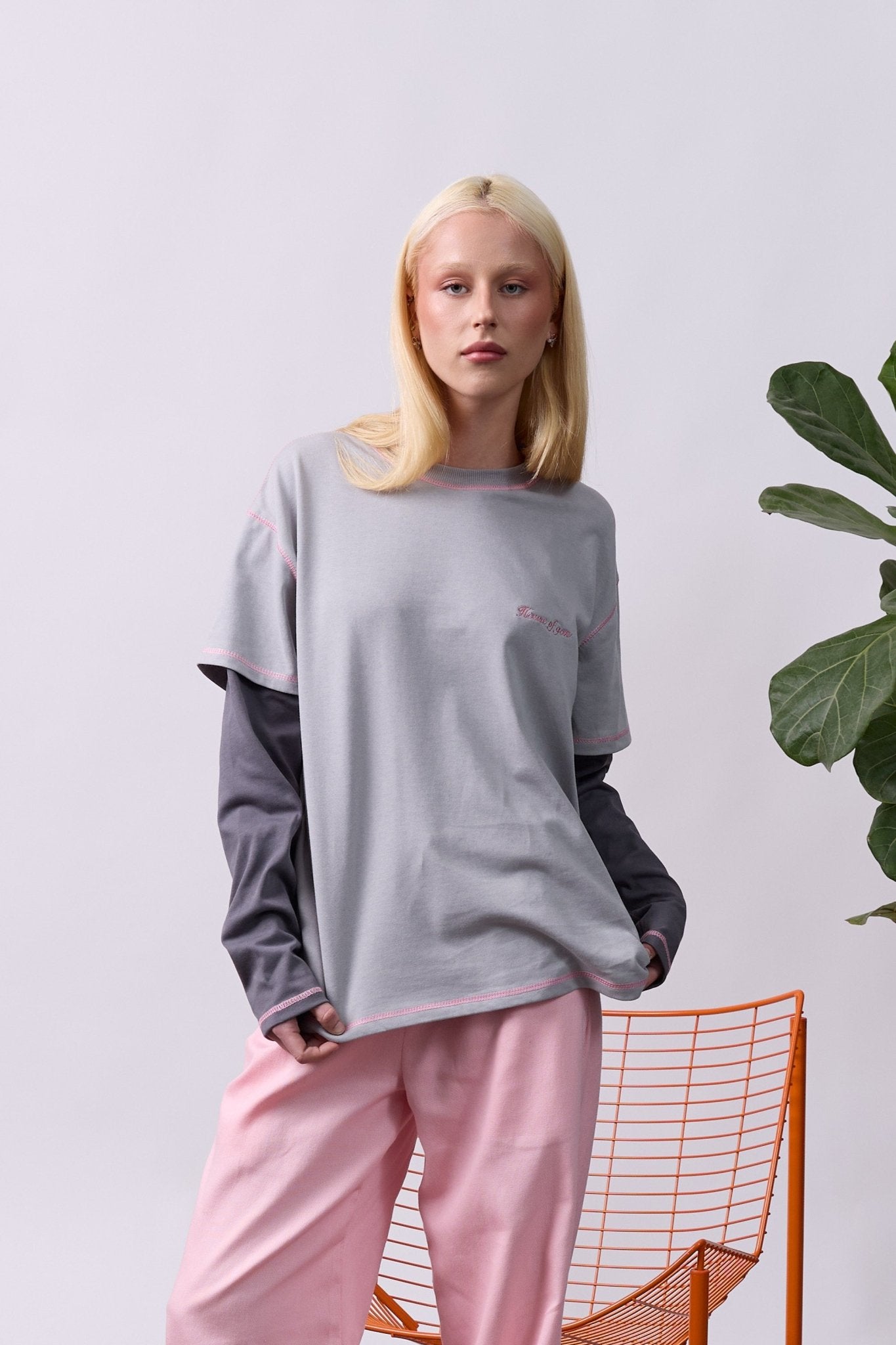 Layer Tee – Pink Stitching - GON