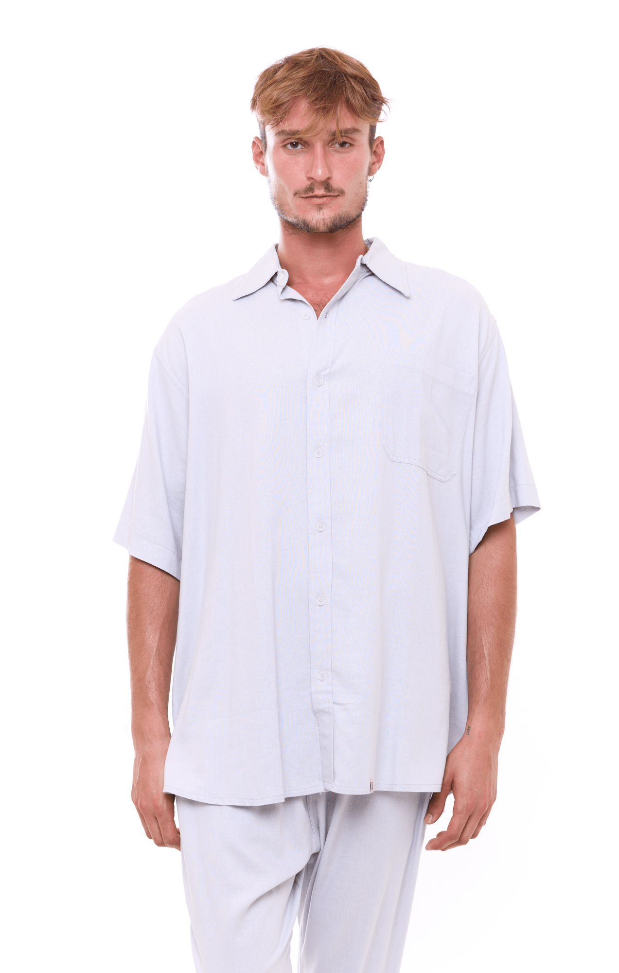 Light Gray - Unisex Oversize Linen Shirt - GONSURFING