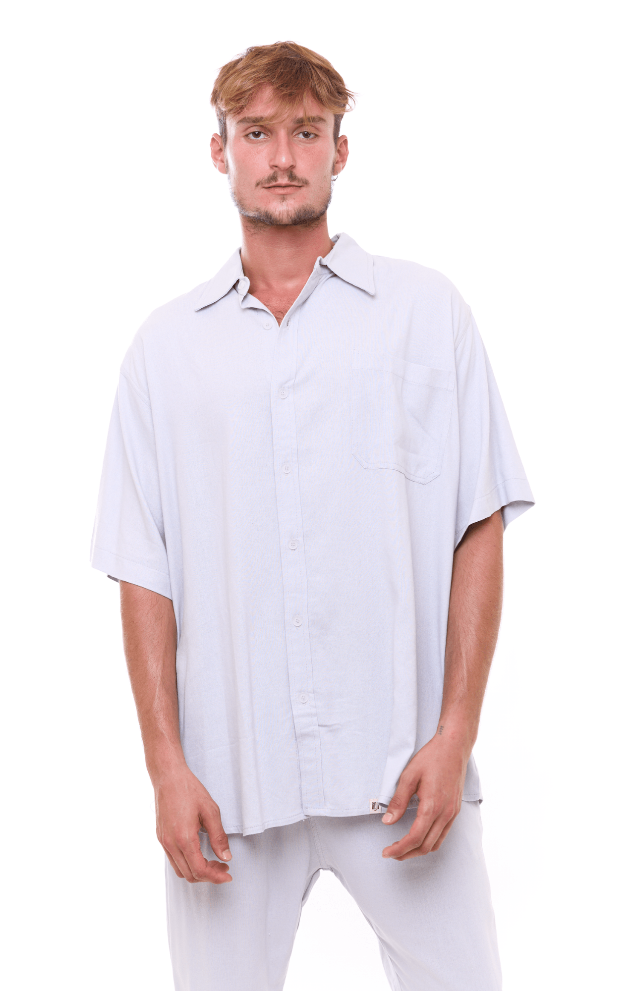 Light Gray - Unisex Oversize Linen Shirt - GONSURFING