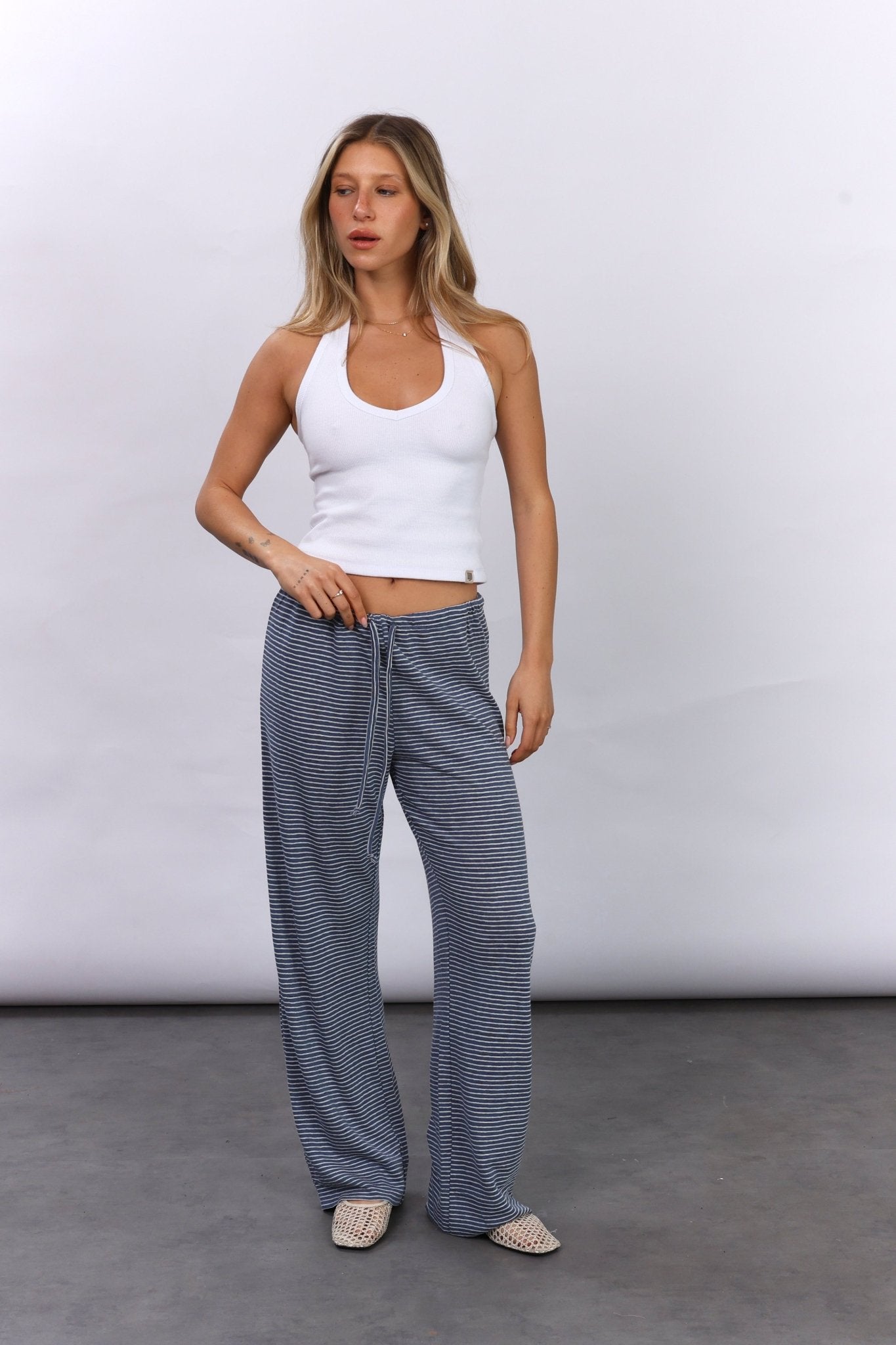 Long striped pants - Blue - GON