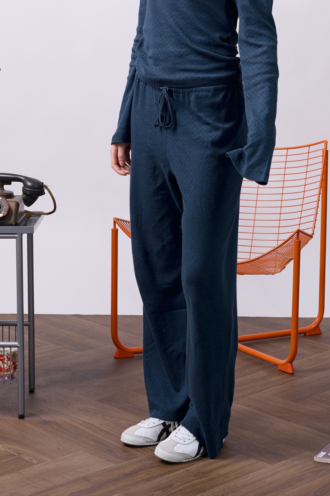 Navy pointeil - long pants - GON