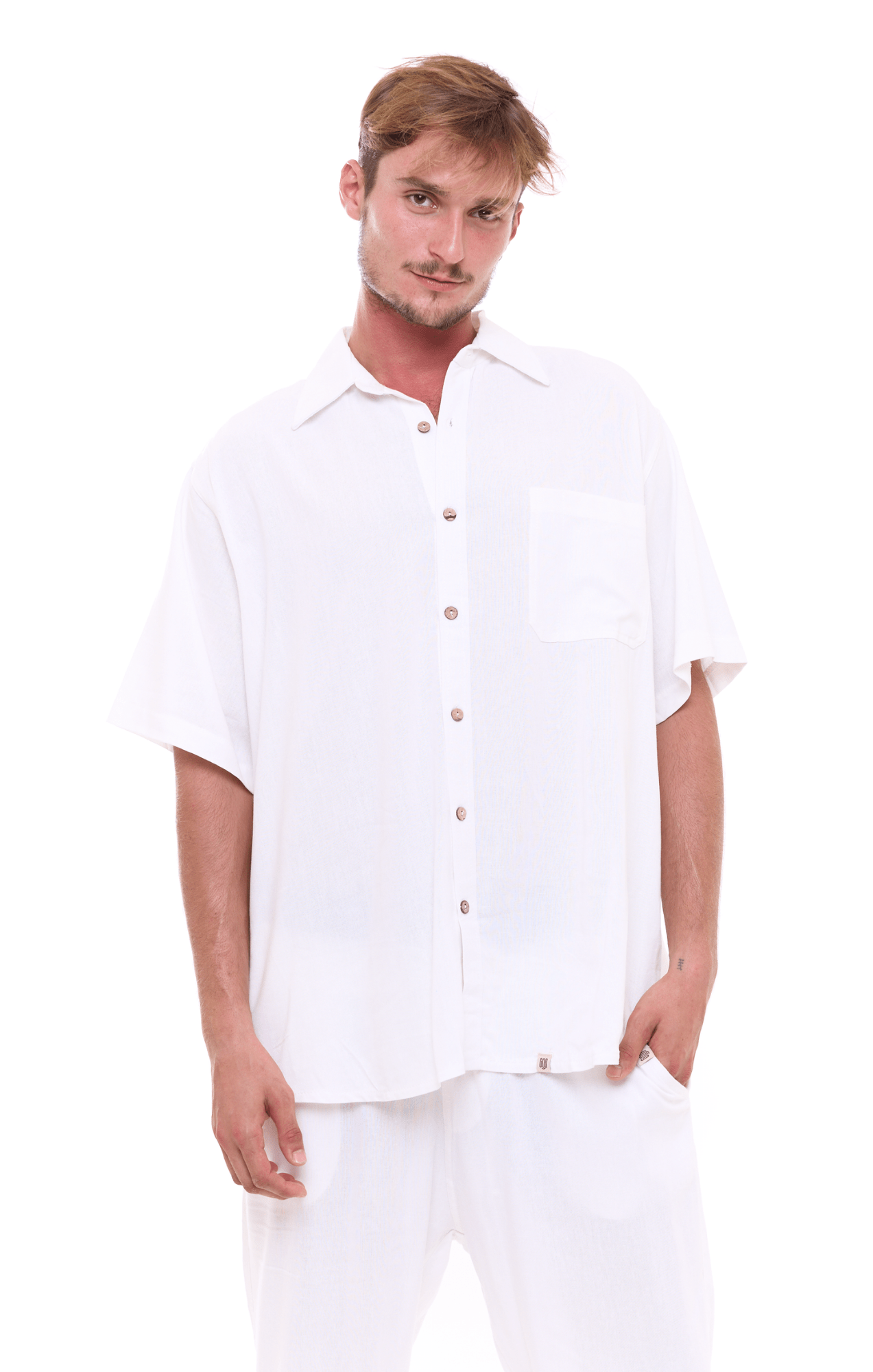 Off White - Unisex Oversize Linen Shirt - GONSURFING