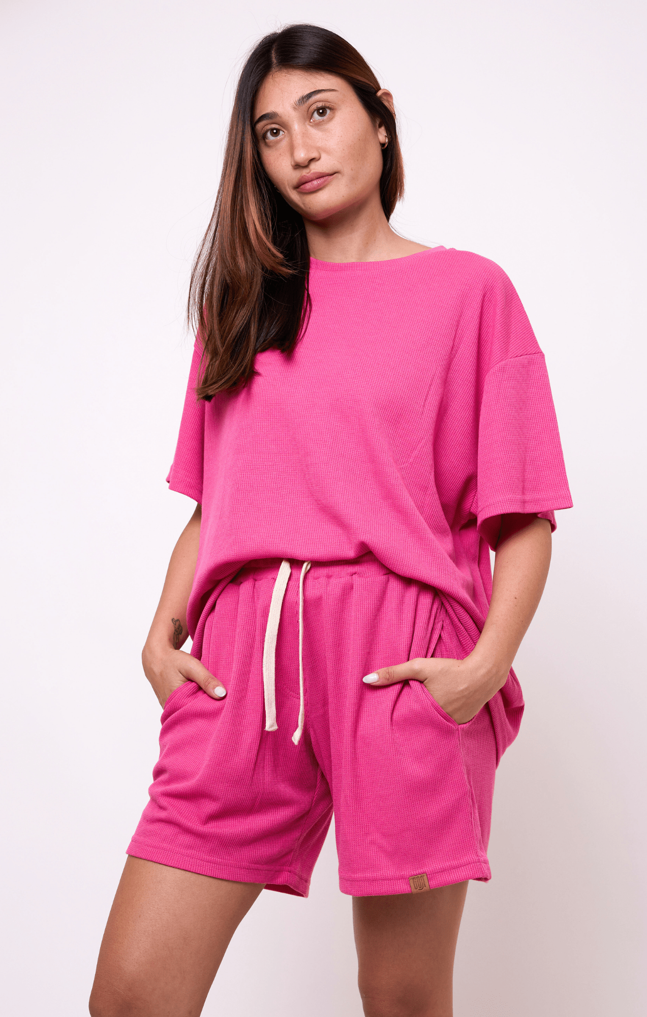 Pink - Unisex Waffle Shorts - GONSURFING