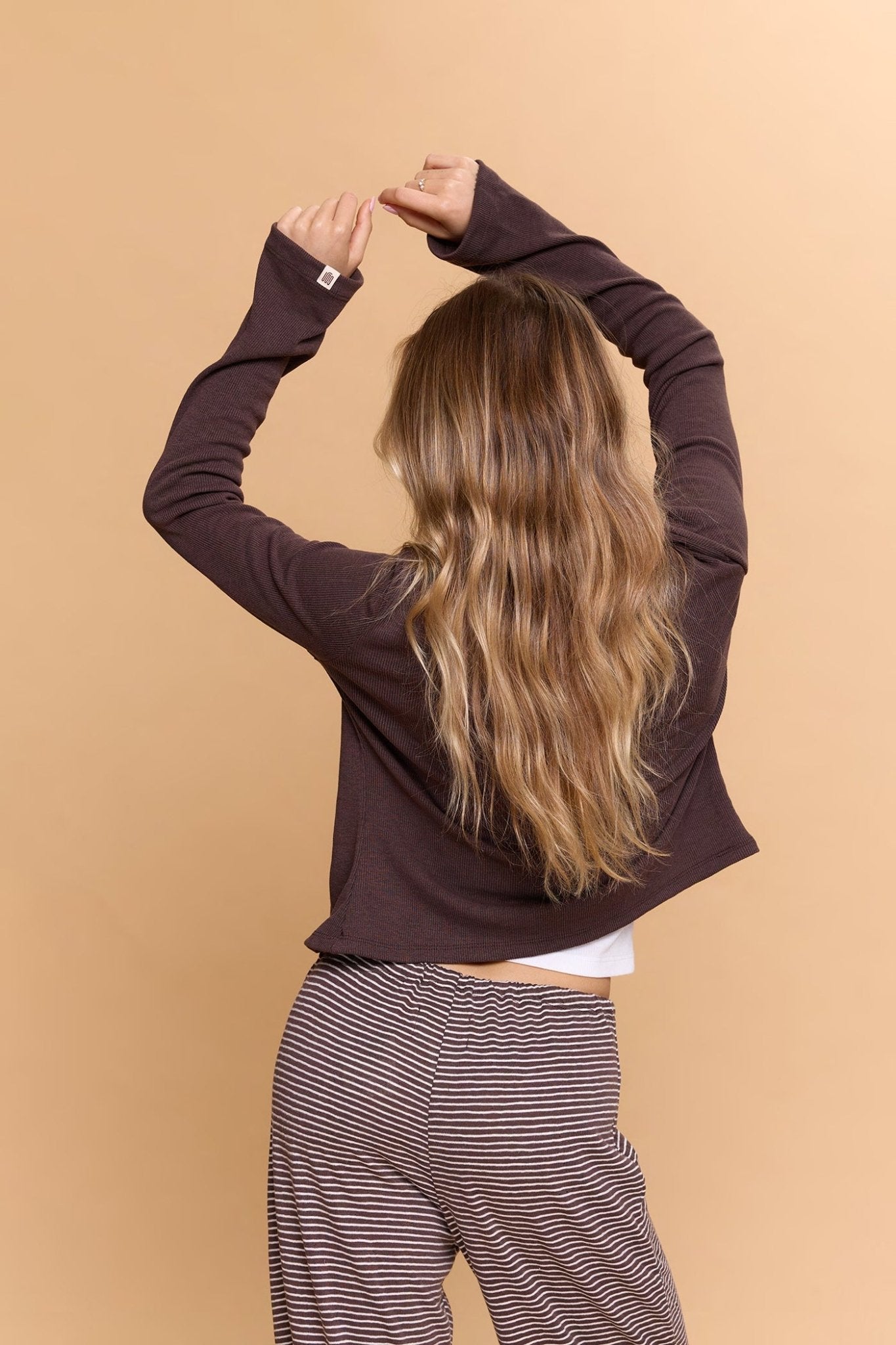 Rib cardigan - Brown - GONSURFING