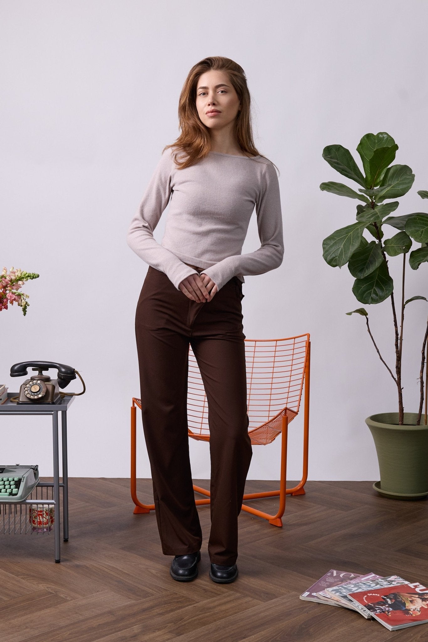 Rib Thumbhole Shirt - Beige - GON