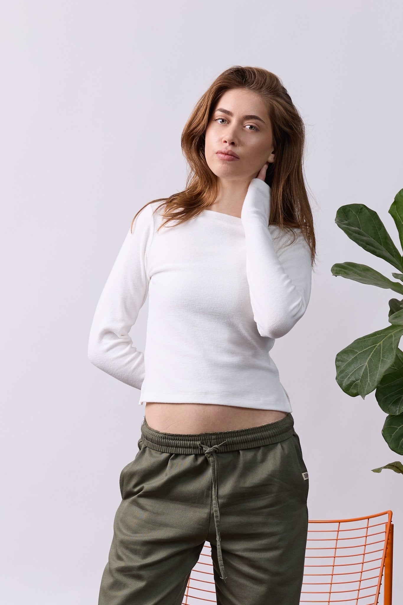 Rib Thumbhole Shirt - Off white - GON
