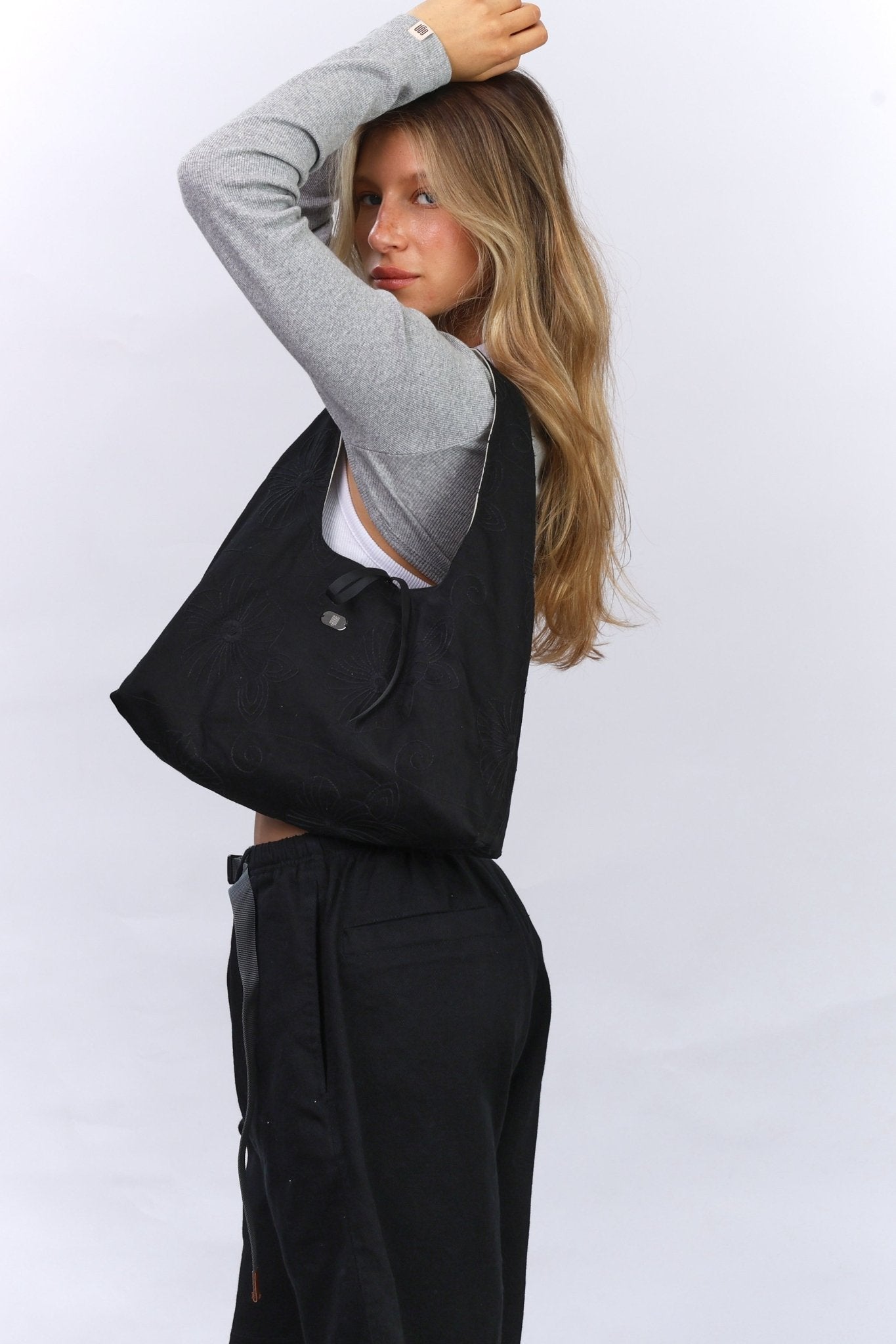 Shoulder bag - Black Floral / Stone - GON