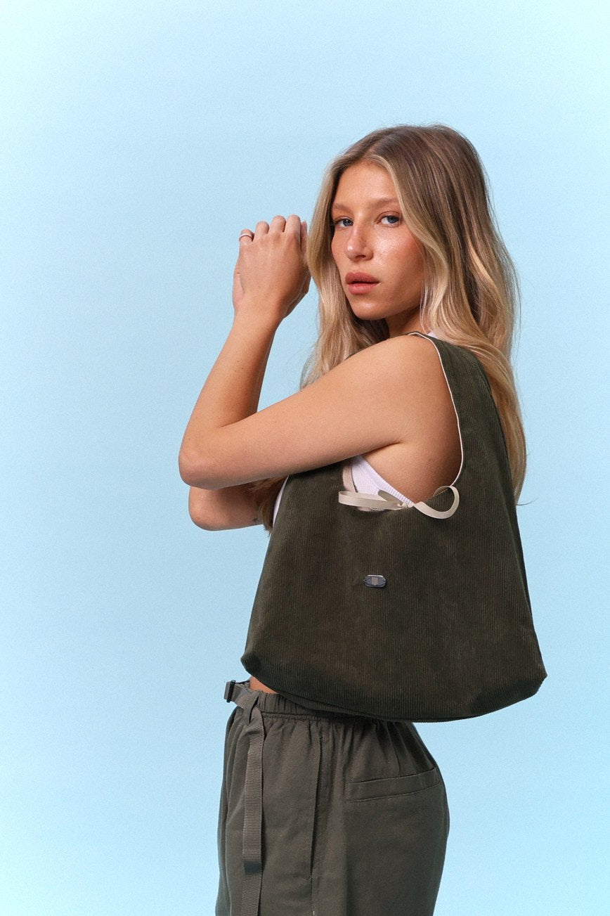Shoulder bag - Olive / Beige - GON