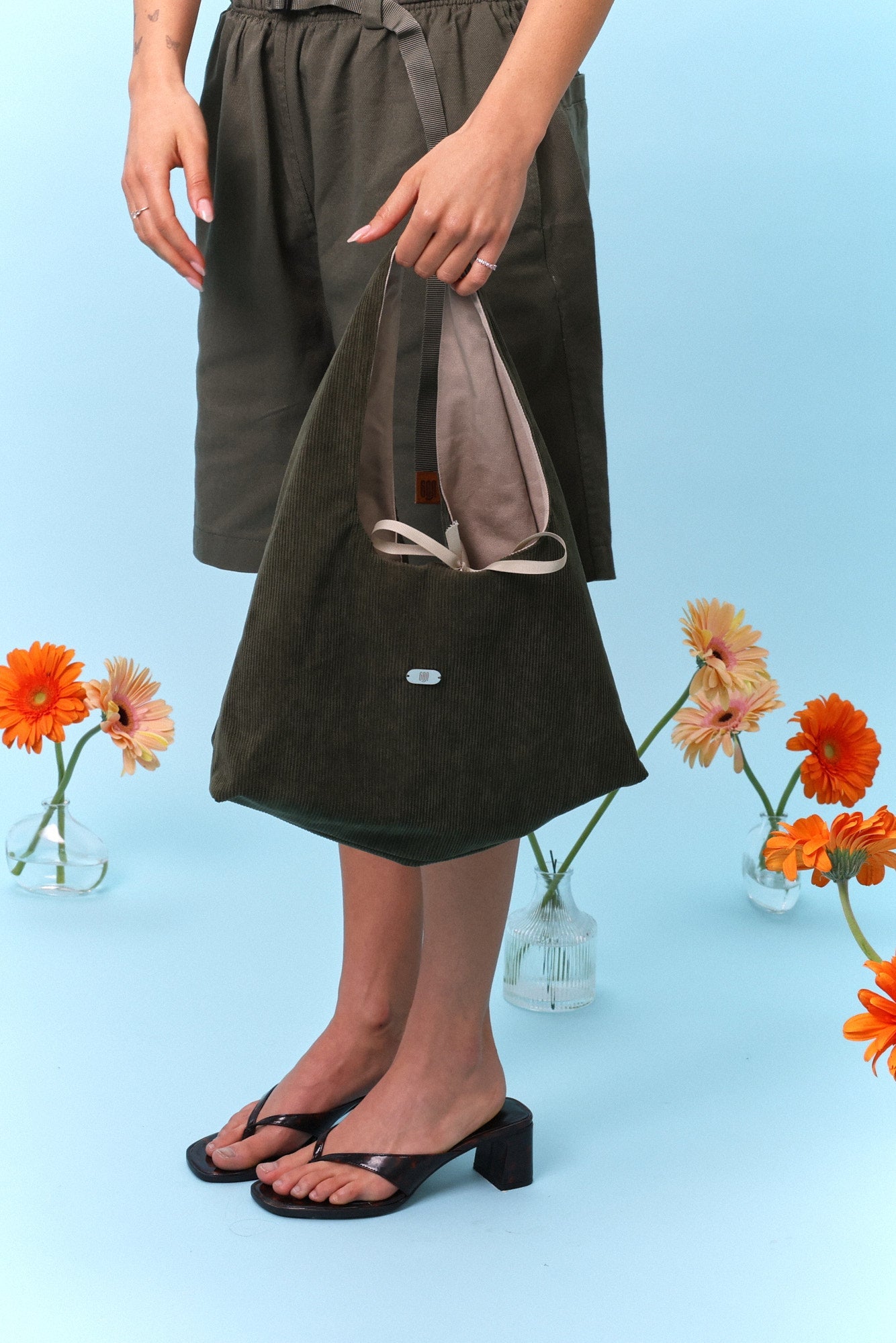 Shoulder bag - Olive / Beige - GON