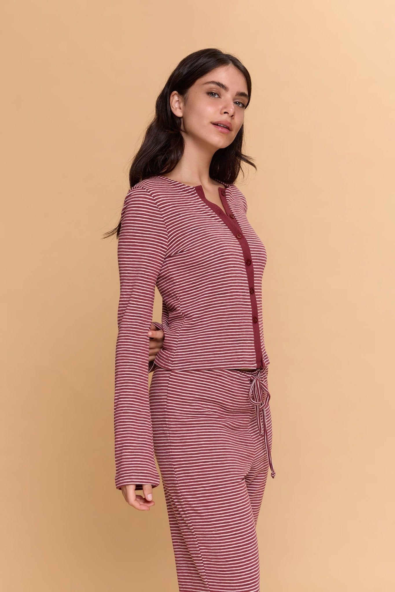 Striped cardigan - Burgundy - GONSURFING