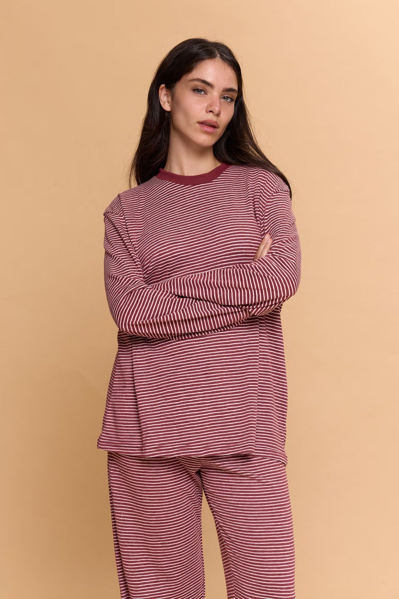 Striped Long sleeve - Burgundy - GONSURFING