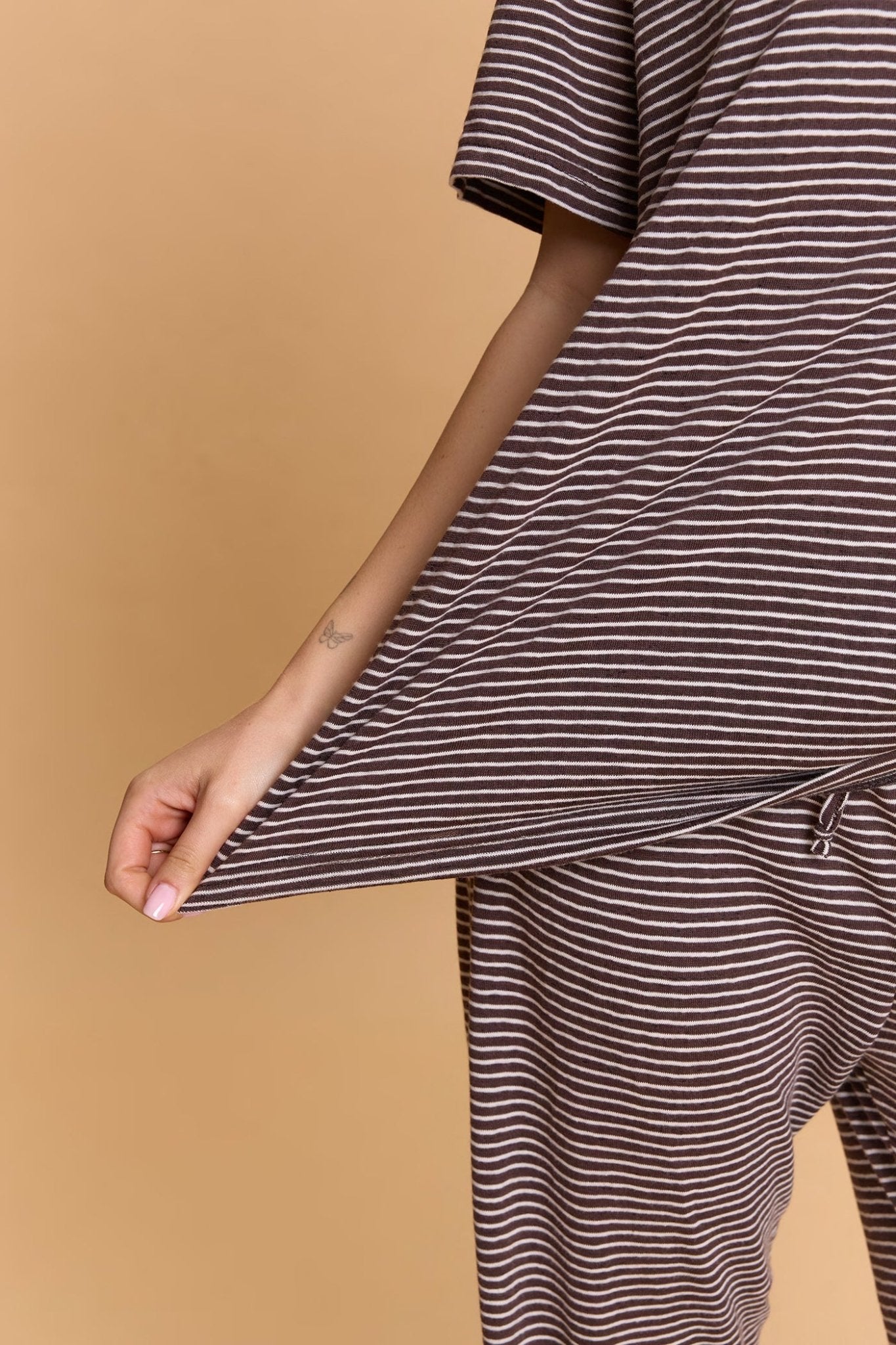 Striped T-shirt - Brown - GONSURFING