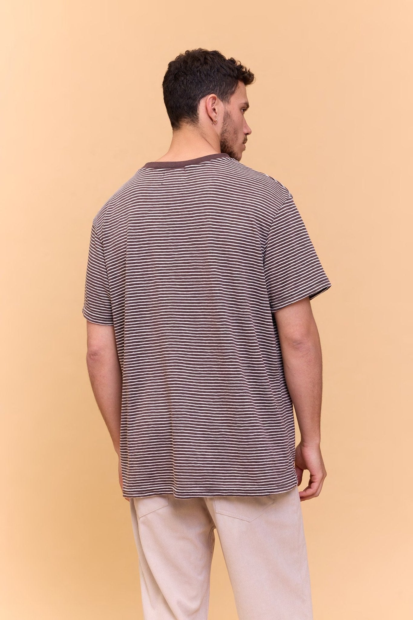 Striped T-shirt - Brown - GONSURFING