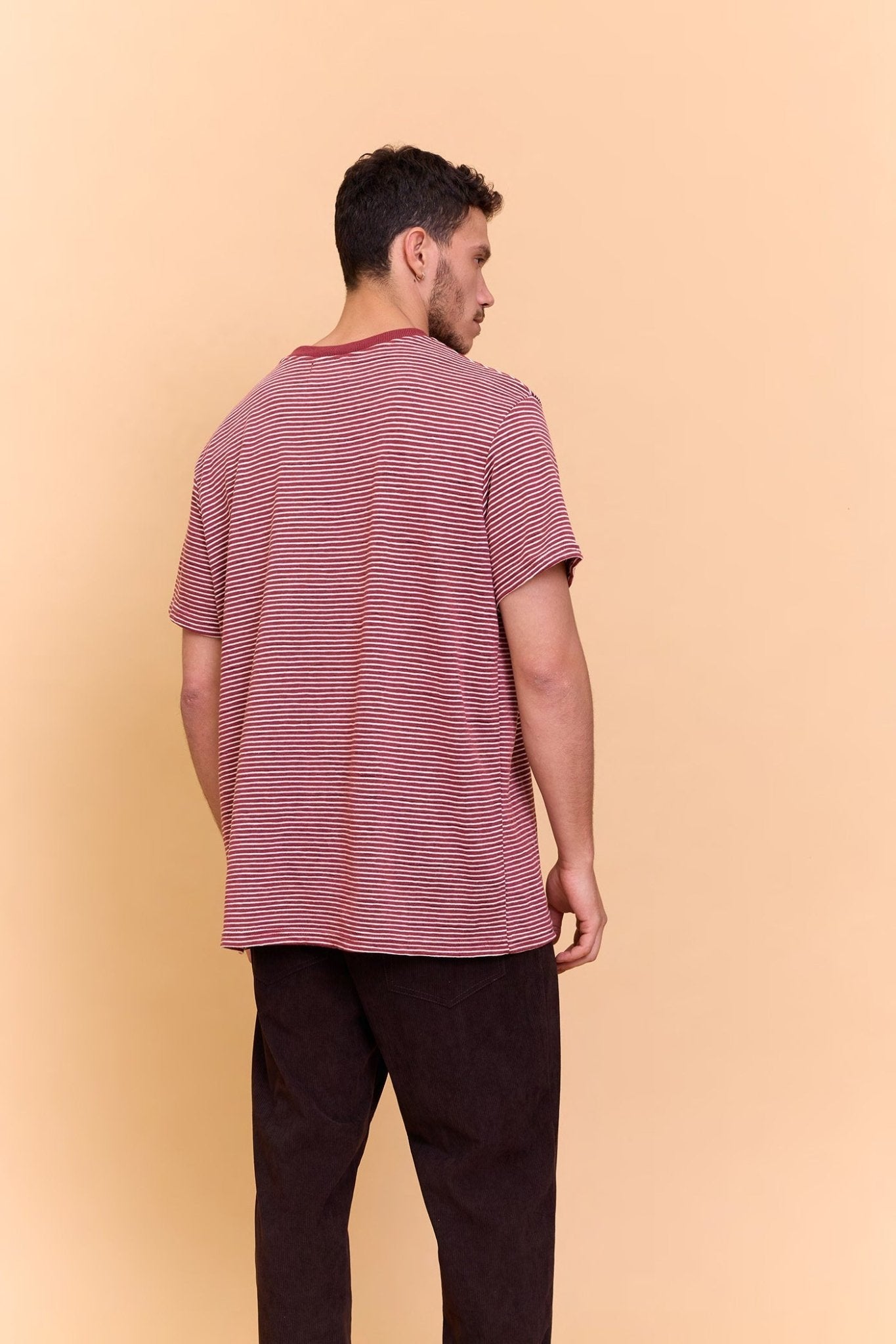 Striped T-shirt - Burgundy - GONSURFING