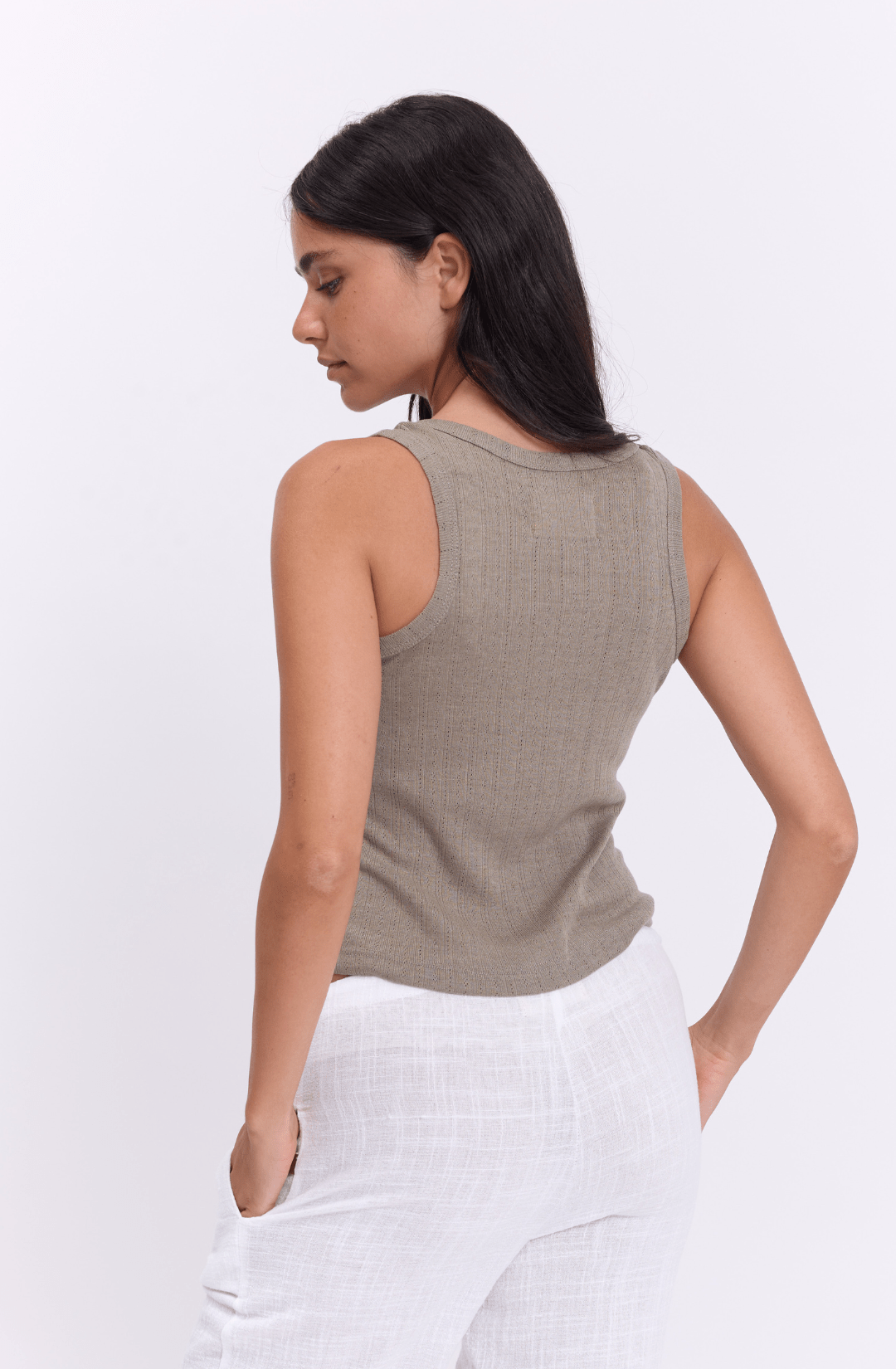 Tank top - olive pointeil - GONSURFING