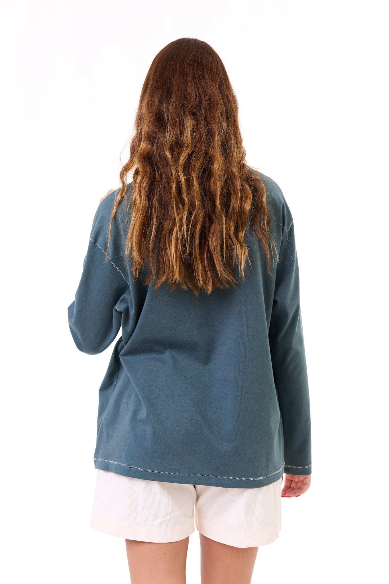 Turquoise - stitches long sleeves - GONSURFING