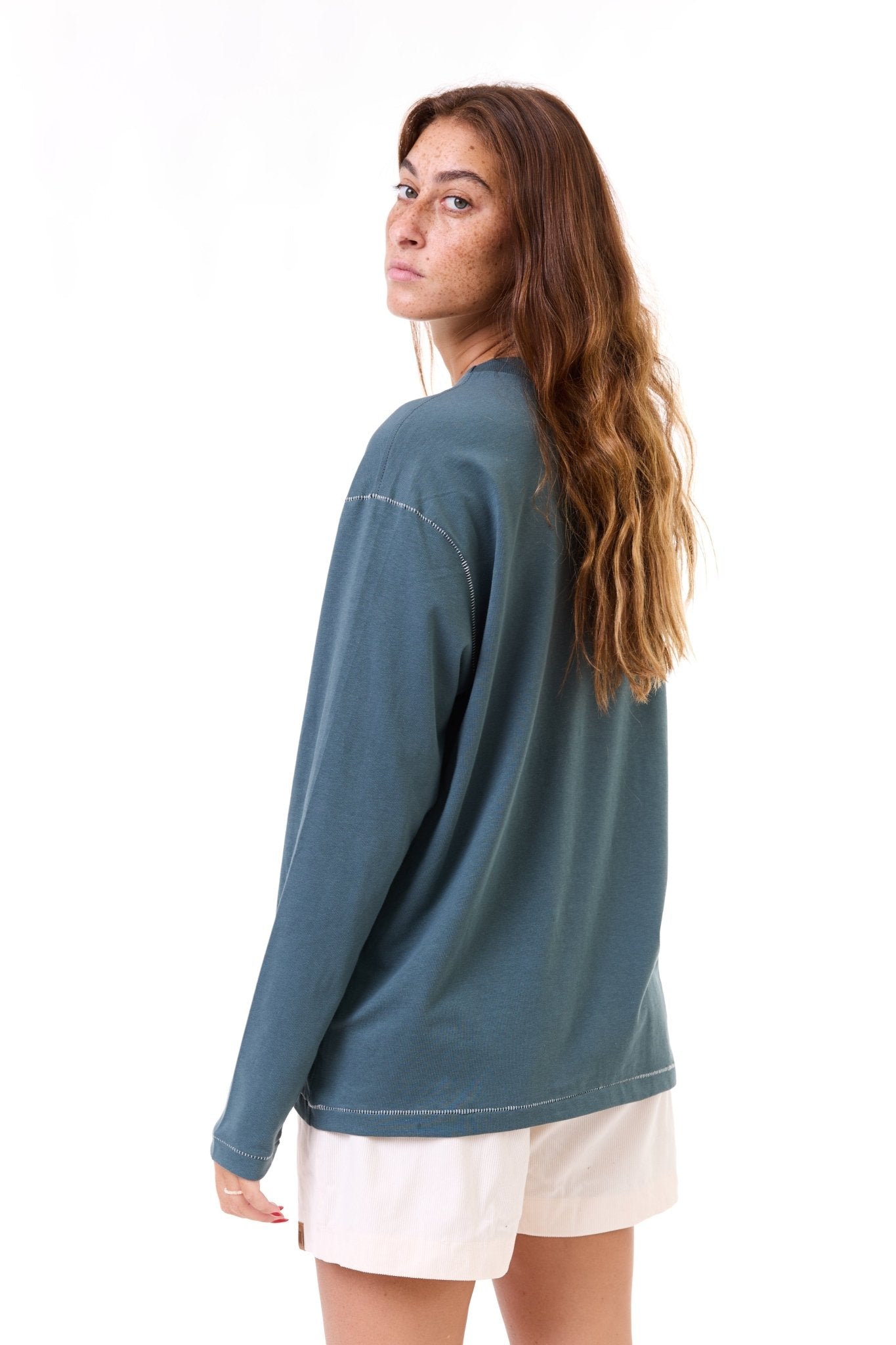 Turquoise - stitches long sleeves - GONSURFING