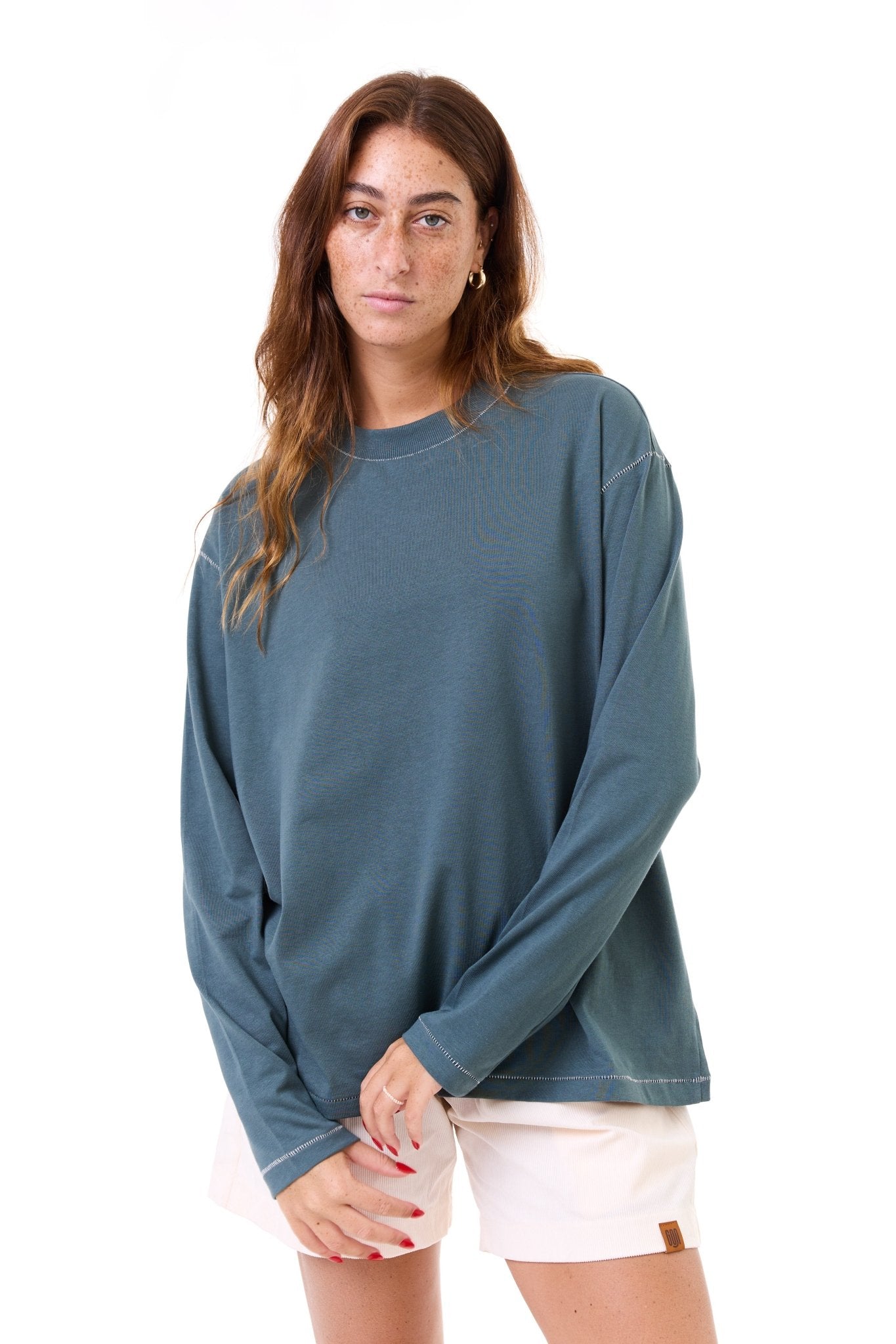 Turquoise - stitches long sleeves - GONSURFING