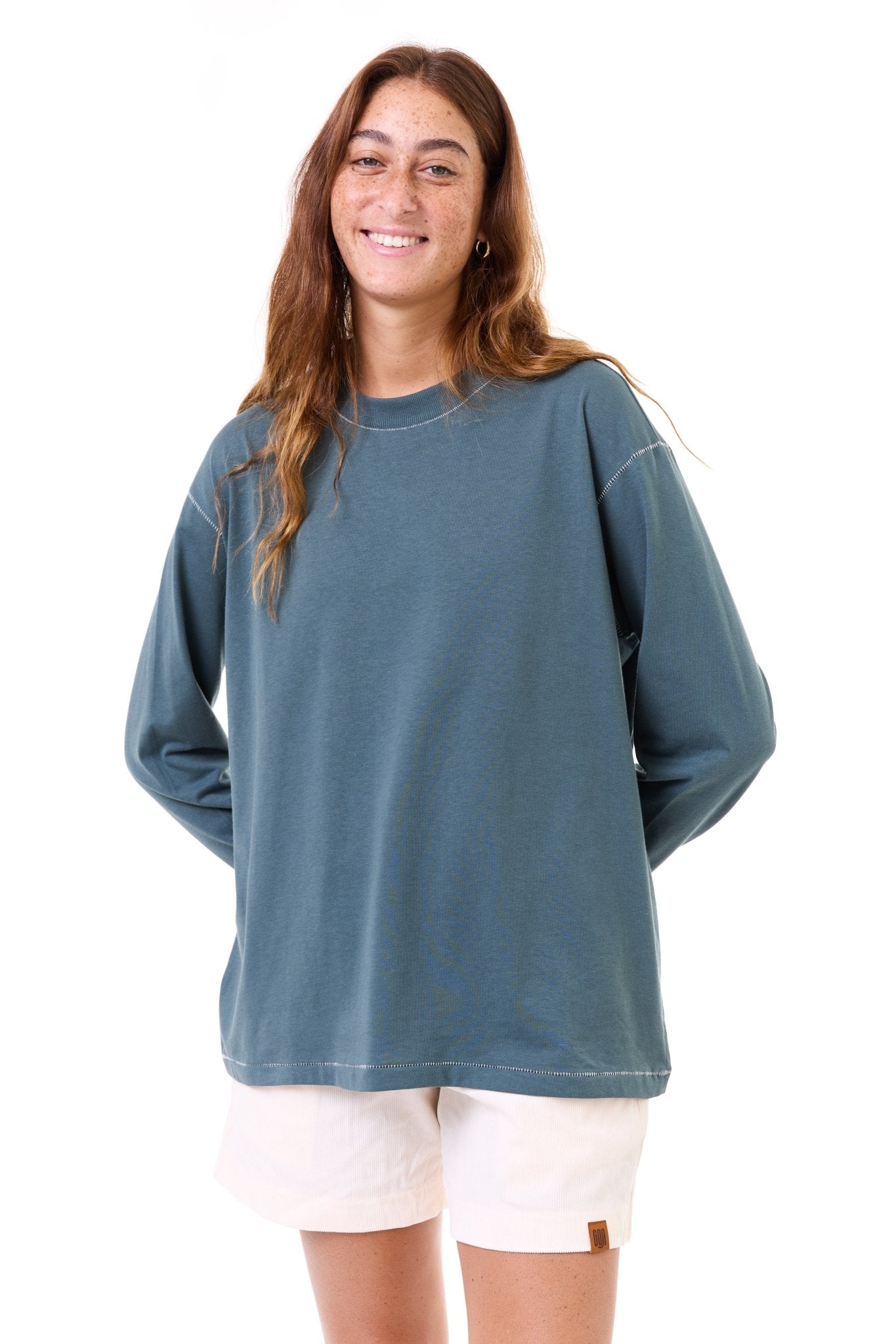 Turquoise - stitches long sleeves - GONSURFING