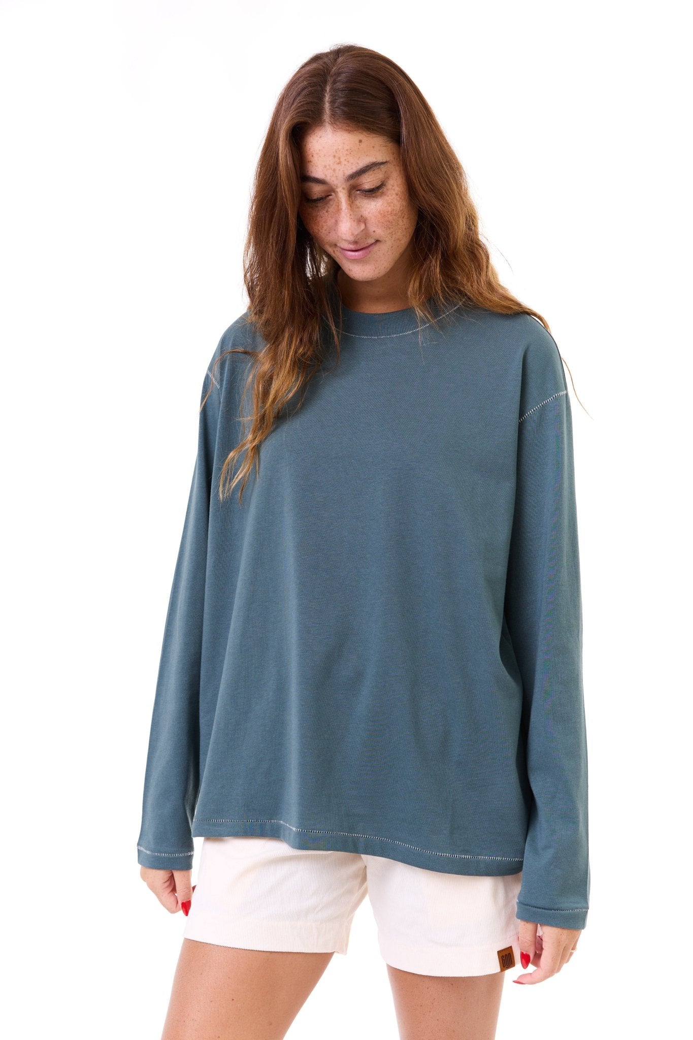 Turquoise - stitches long sleeves - GONSURFING