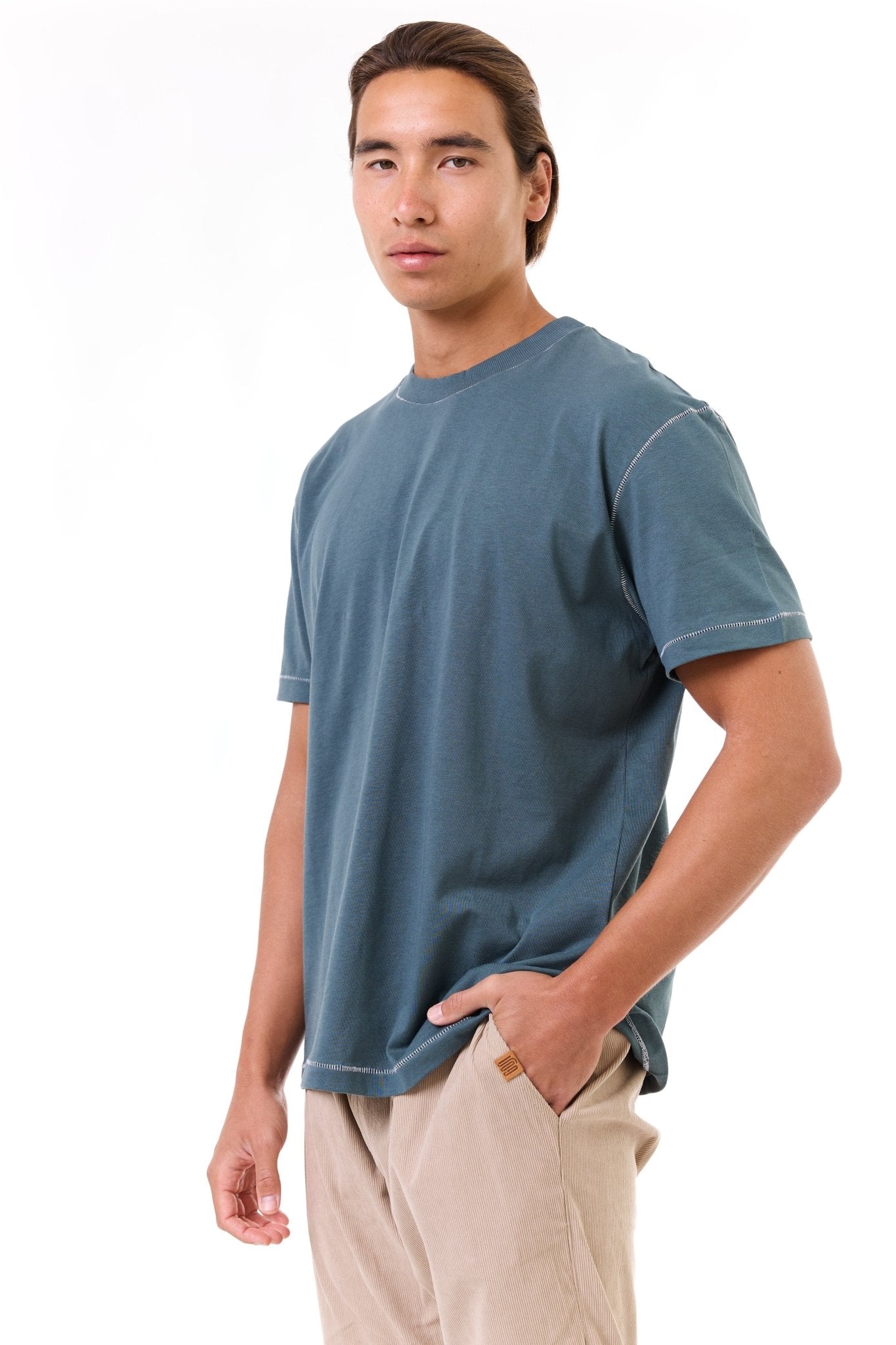 Turquoise - stitches t-shirt - GONSURFING