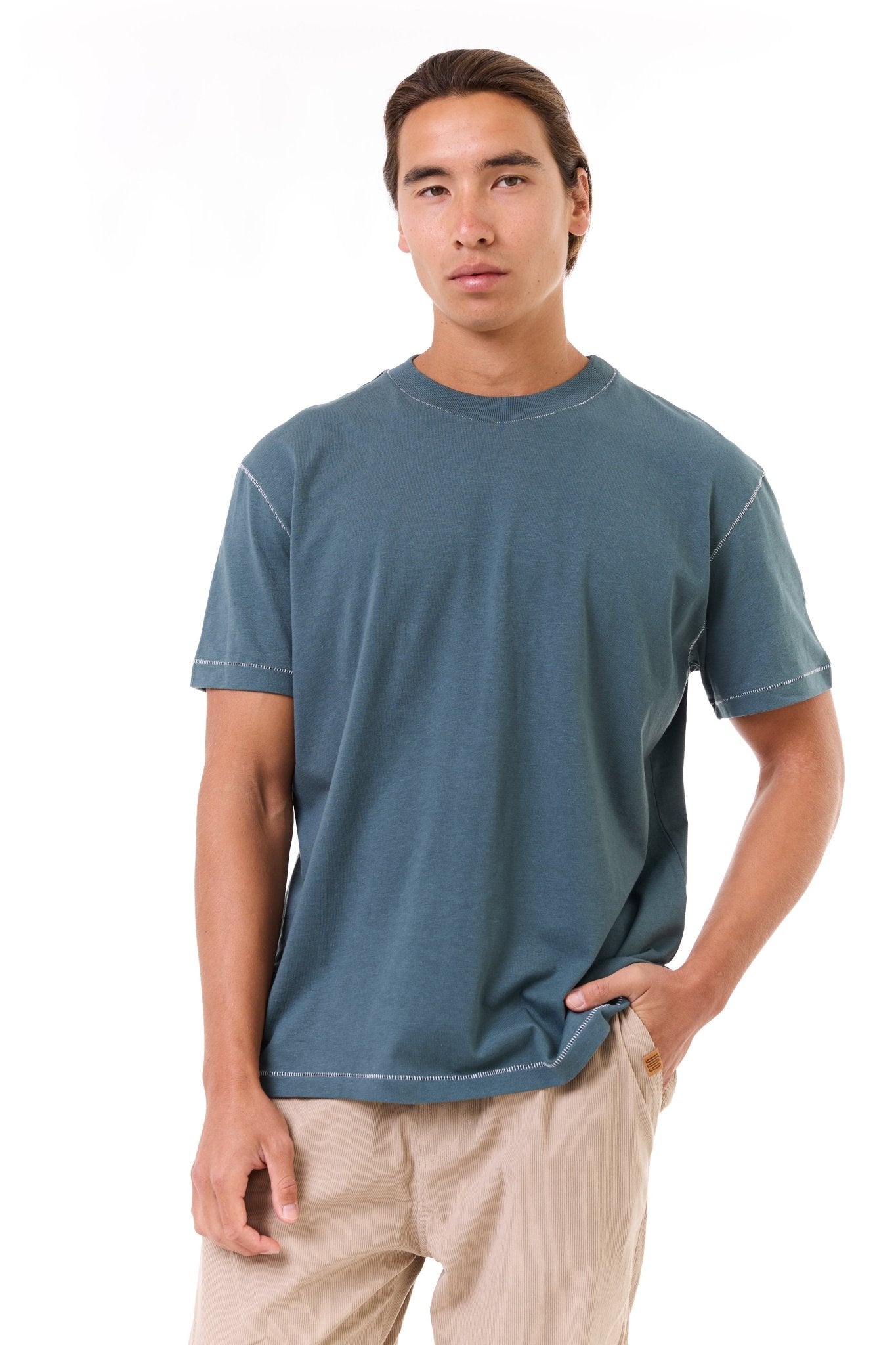 Turquoise - stitches t-shirt - GONSURFING