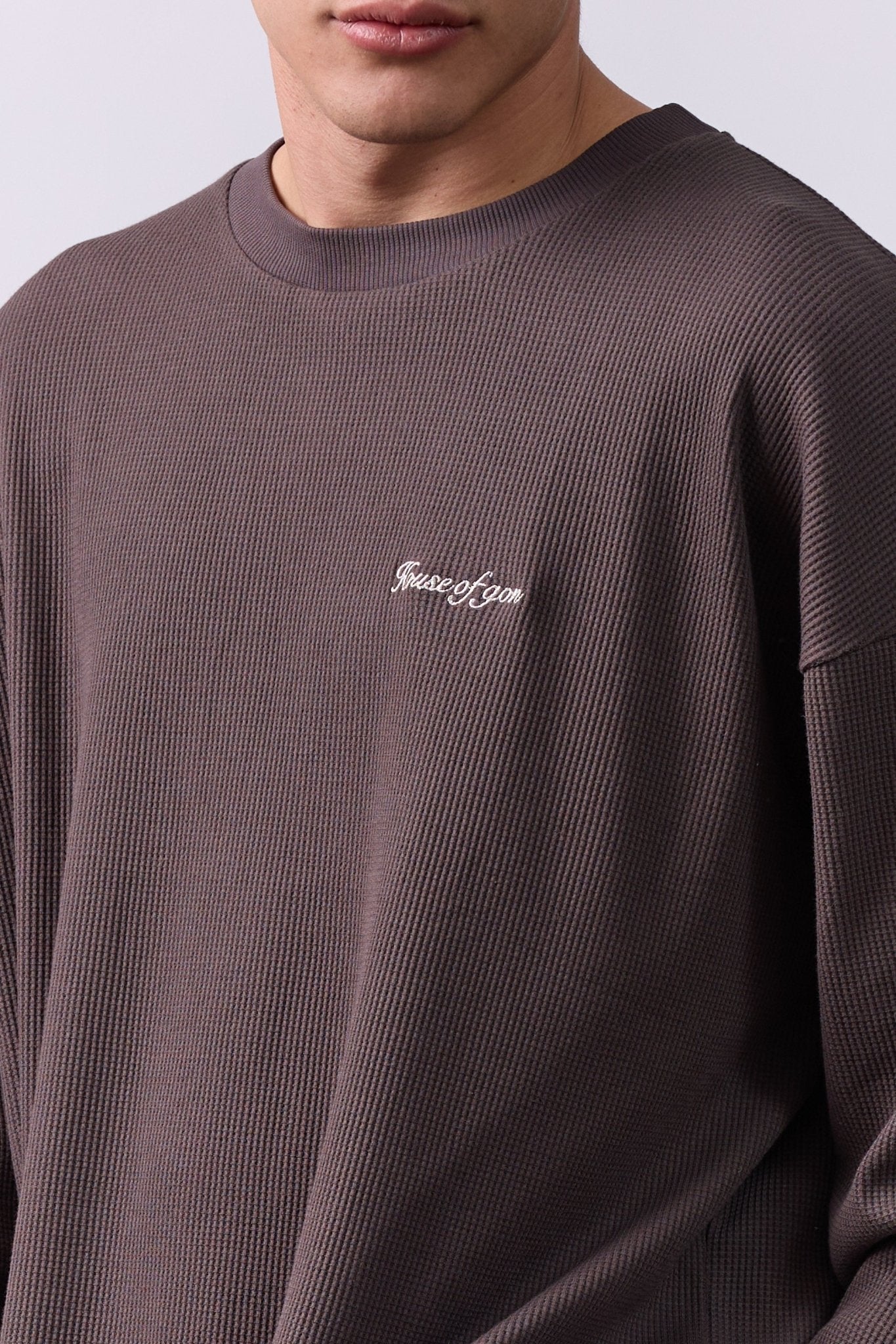 Vintage Waffle Sweatshirt – Dark Brown - GON