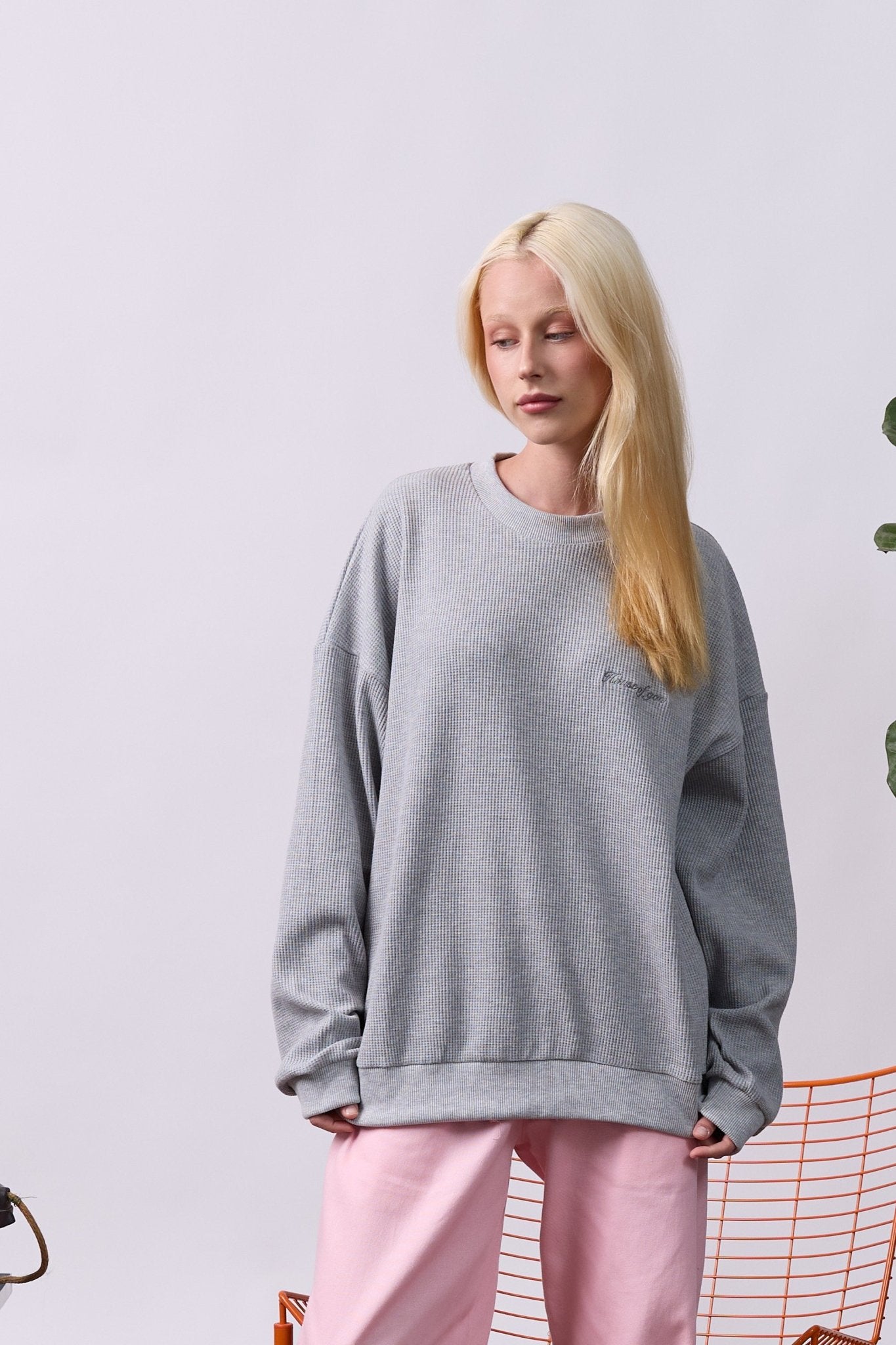 Vintage Waffle Sweatshirt – Gray - GON