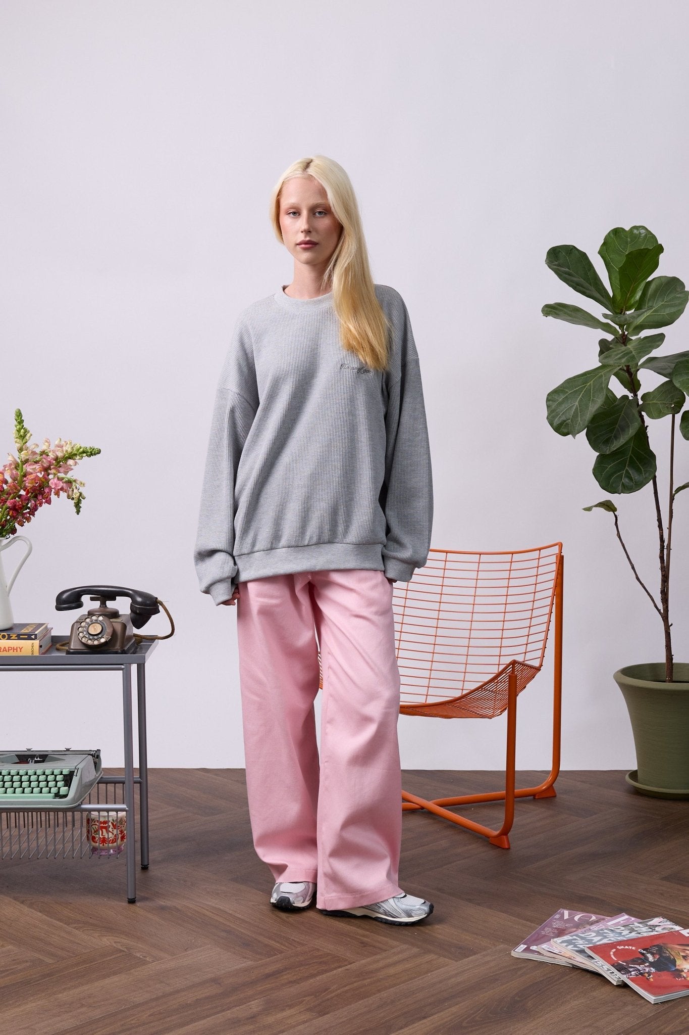 Vintage Waffle Sweatshirt – Gray - GON