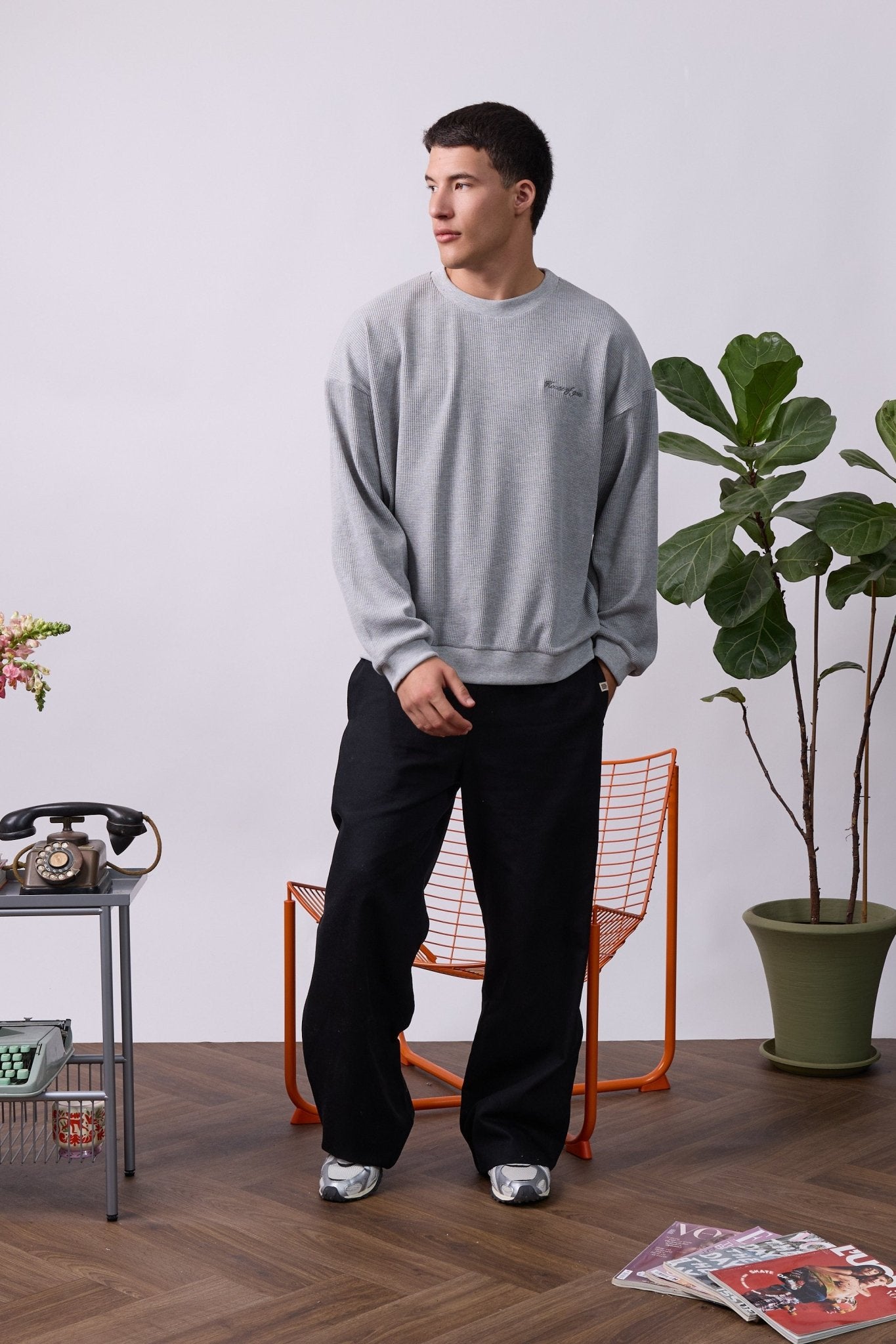 Vintage Waffle Sweatshirt – Gray - GON