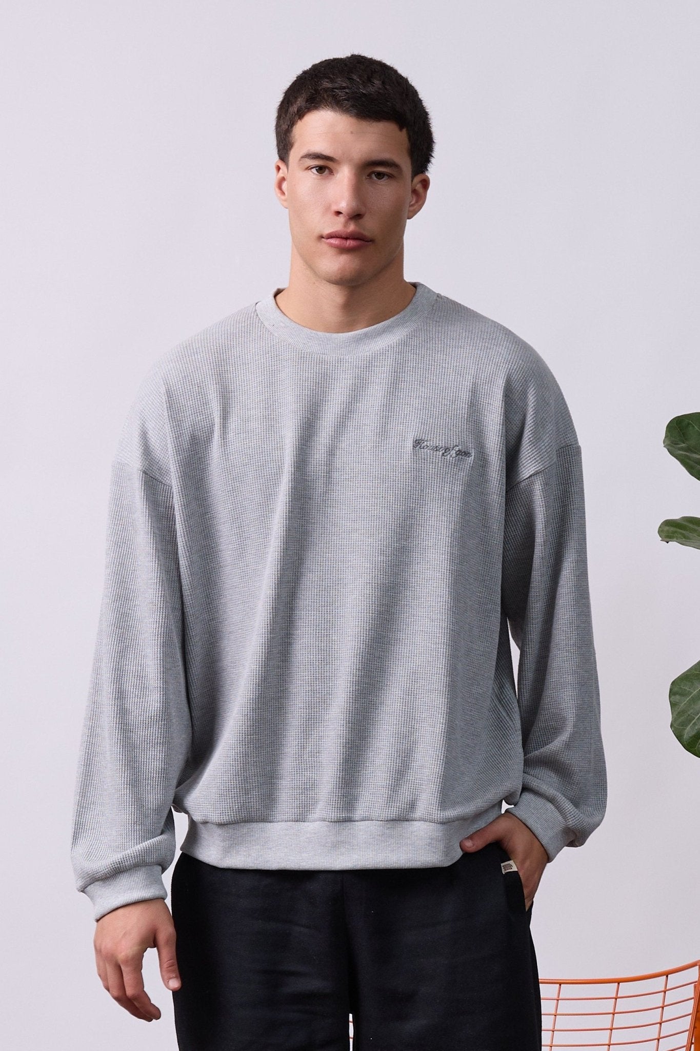 Vintage Waffle Sweatshirt – Gray - GON