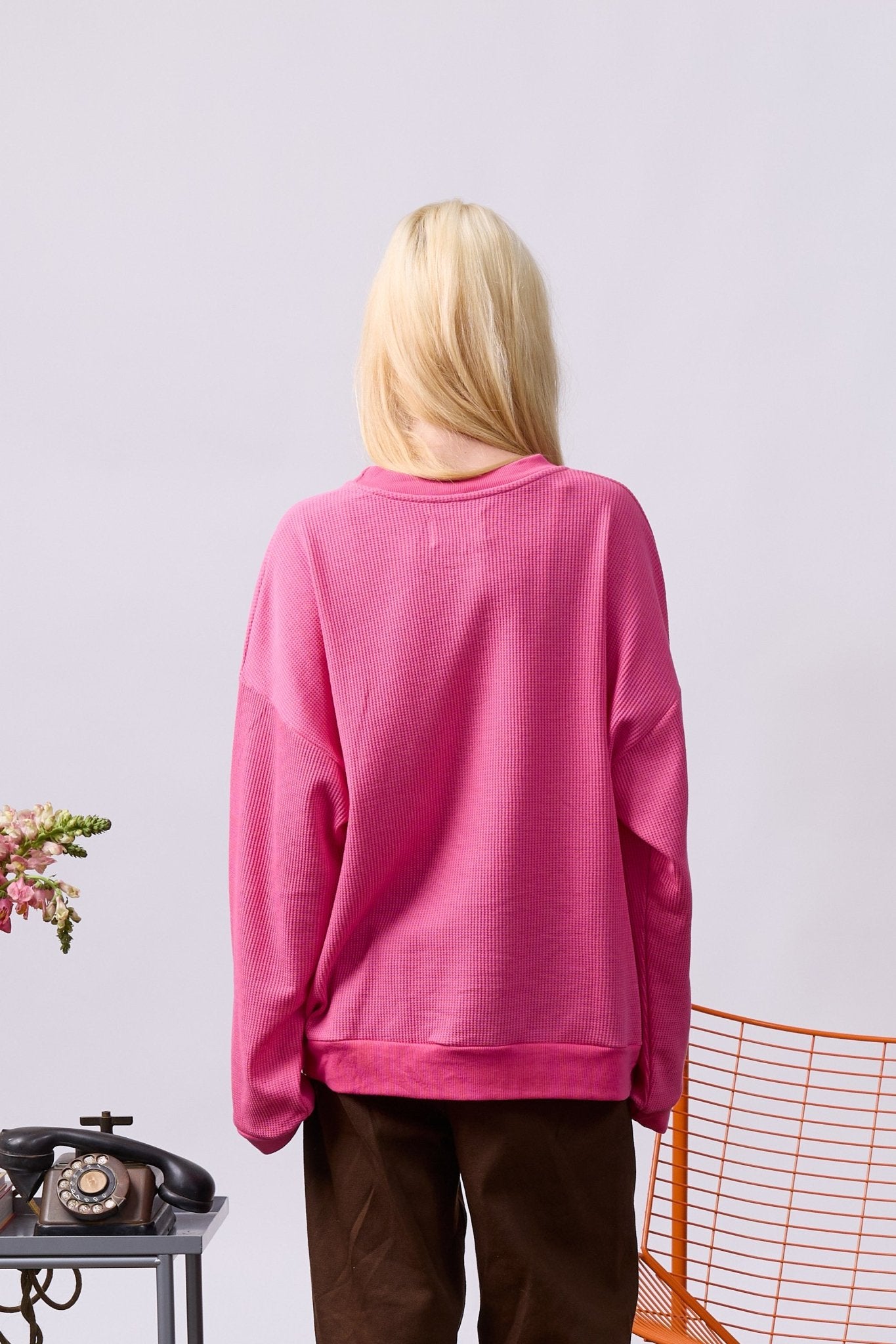 Vintage Waffle Sweatshirt – Pink - GON