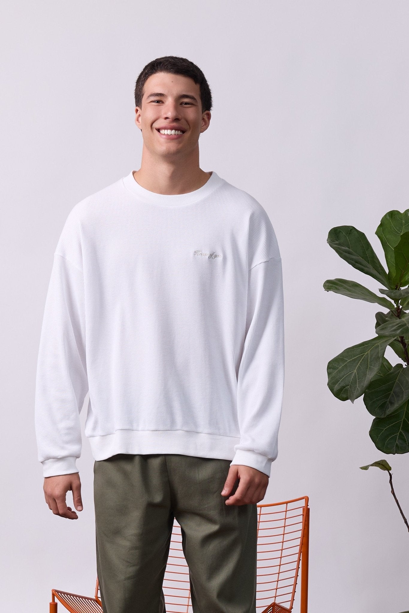 Vintage Waffle Sweatshirt – White - GON