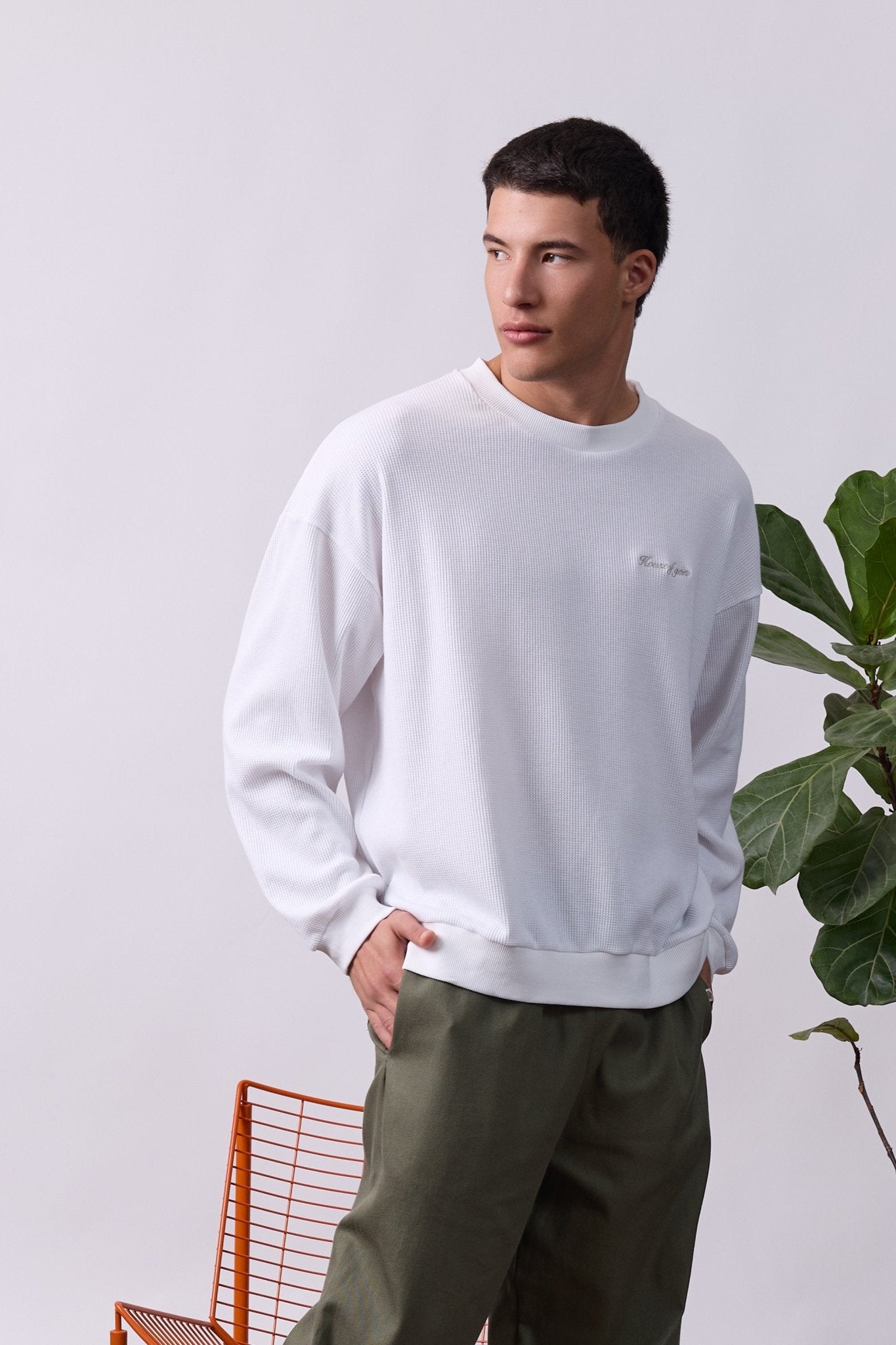 Vintage Waffle Sweatshirt – White - GON