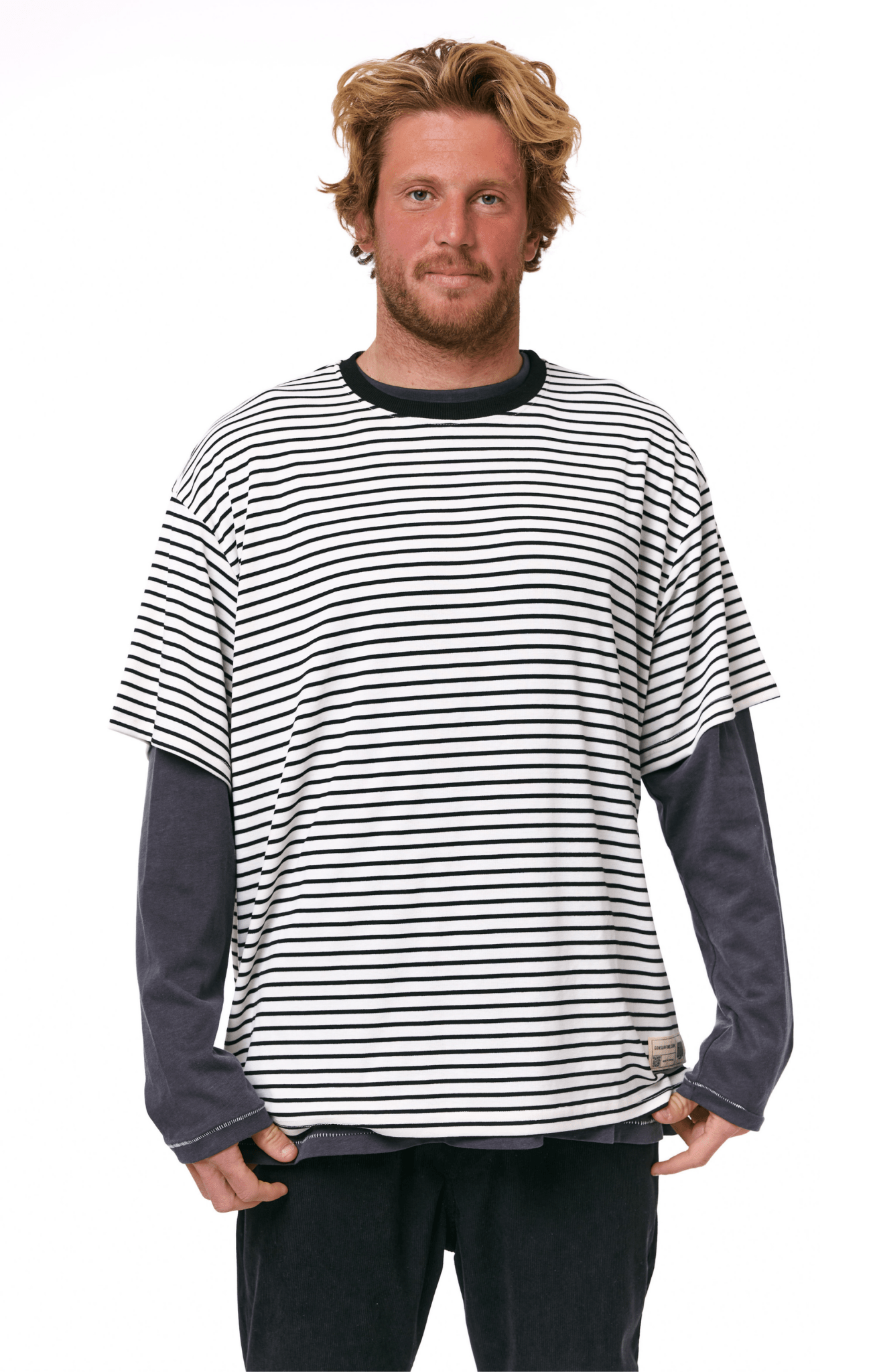 White & Black Stripes T-Shirt - GONSURFING