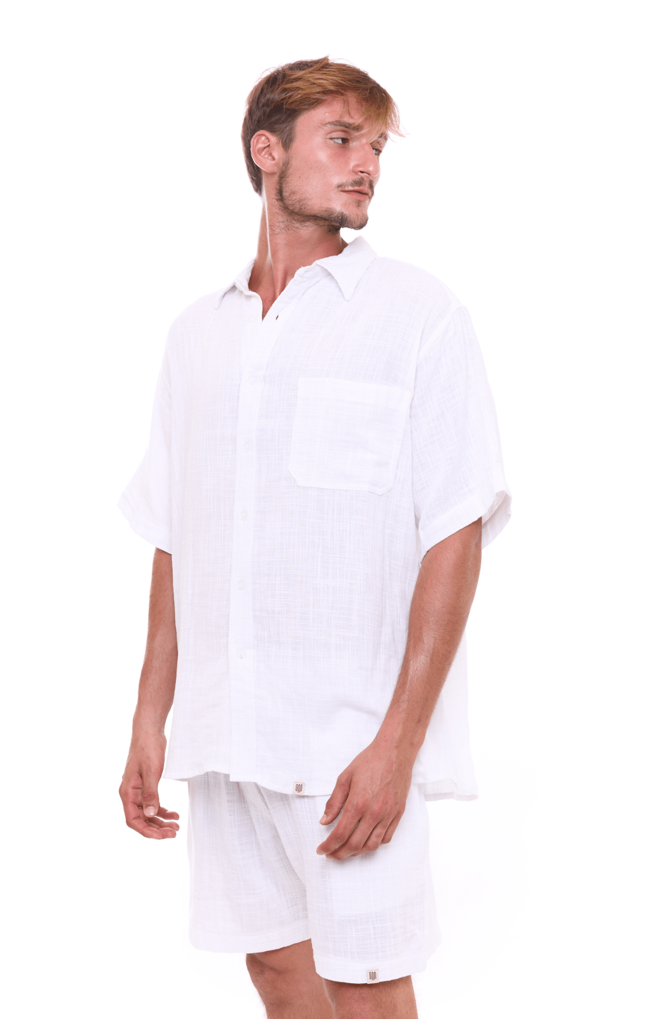 White texture - Unisex Oversize Cotton Shirt - GONSURFING