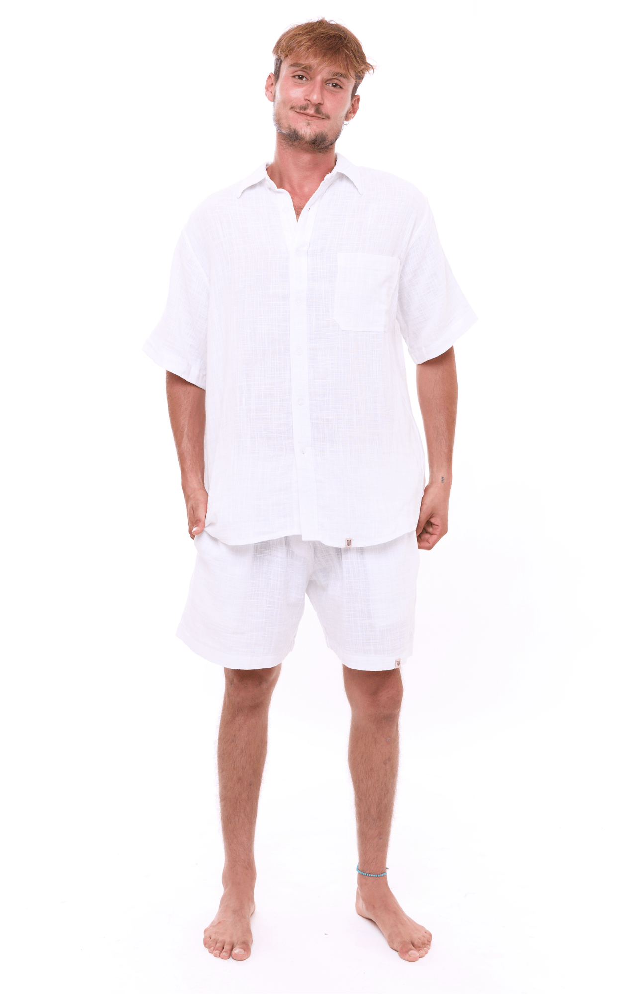 White texture - Unisex Oversize Cotton Shirt - GONSURFING
