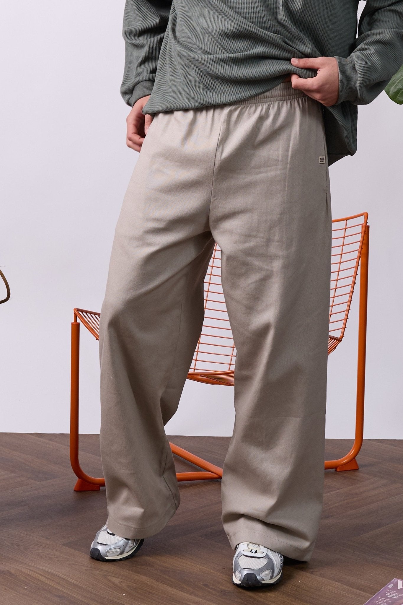 Wide Drill Pants – Beige - GON