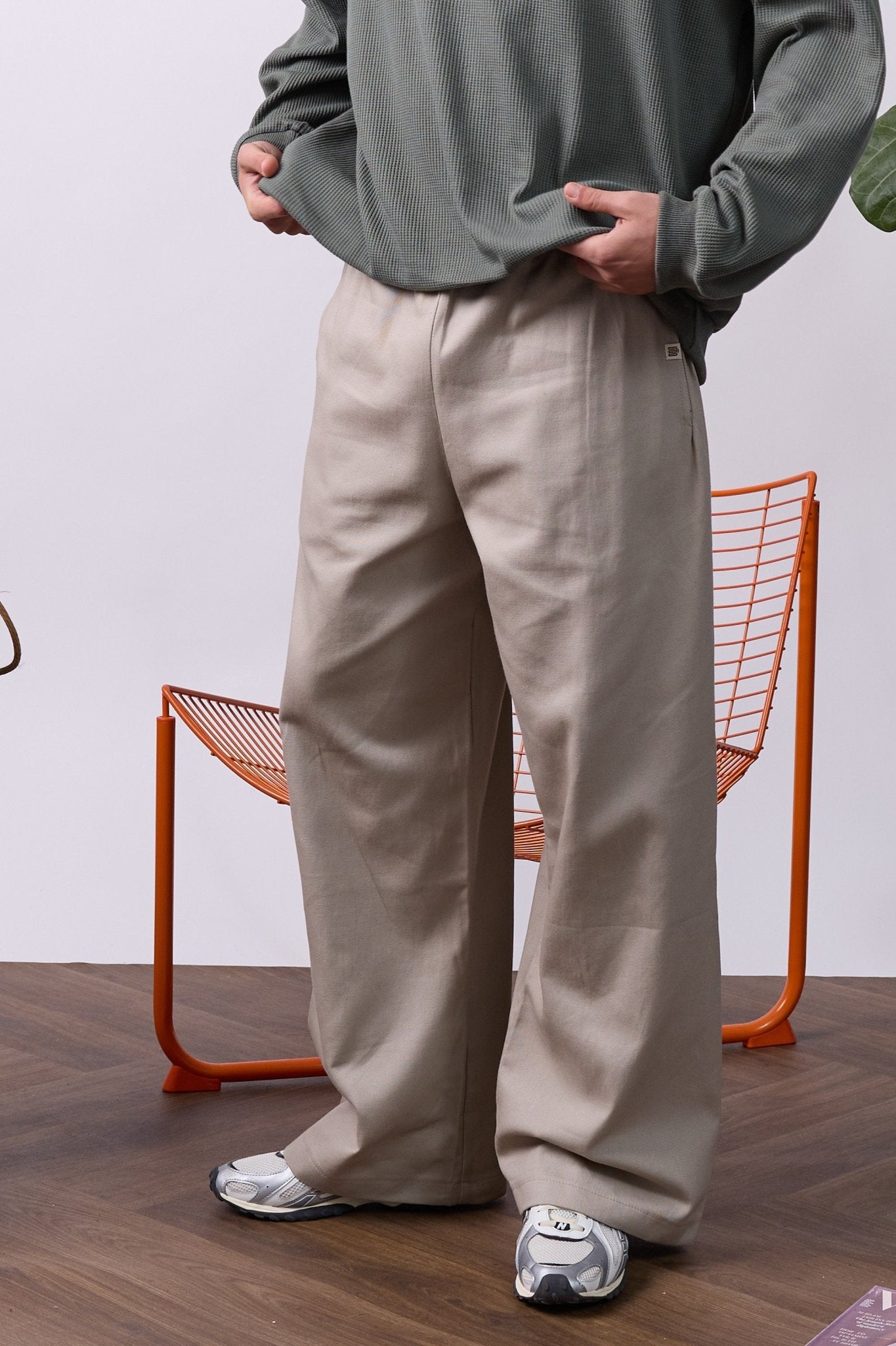 Wide Drill Pants – Beige - GON