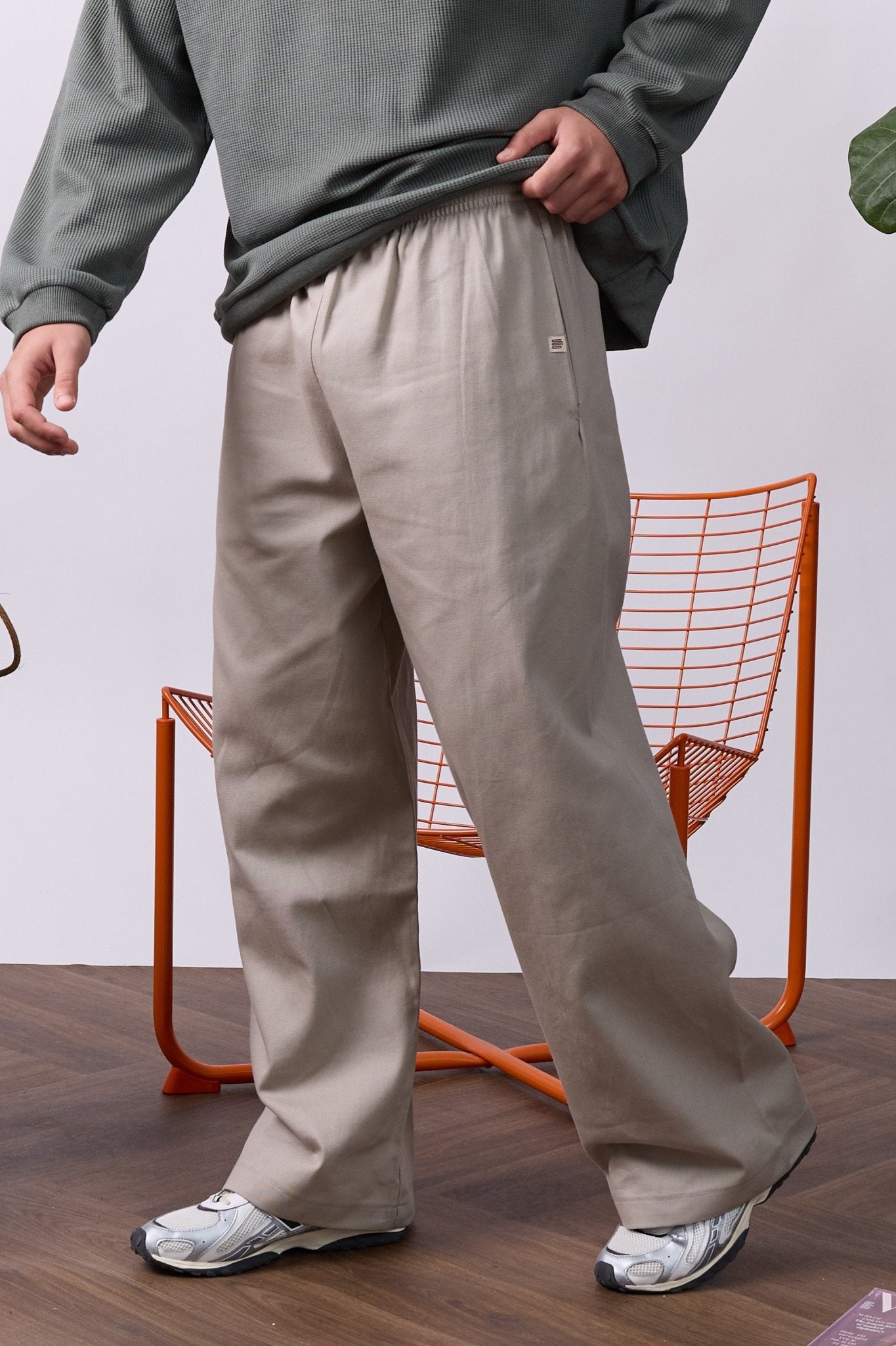 Wide Drill Pants – Beige - GON