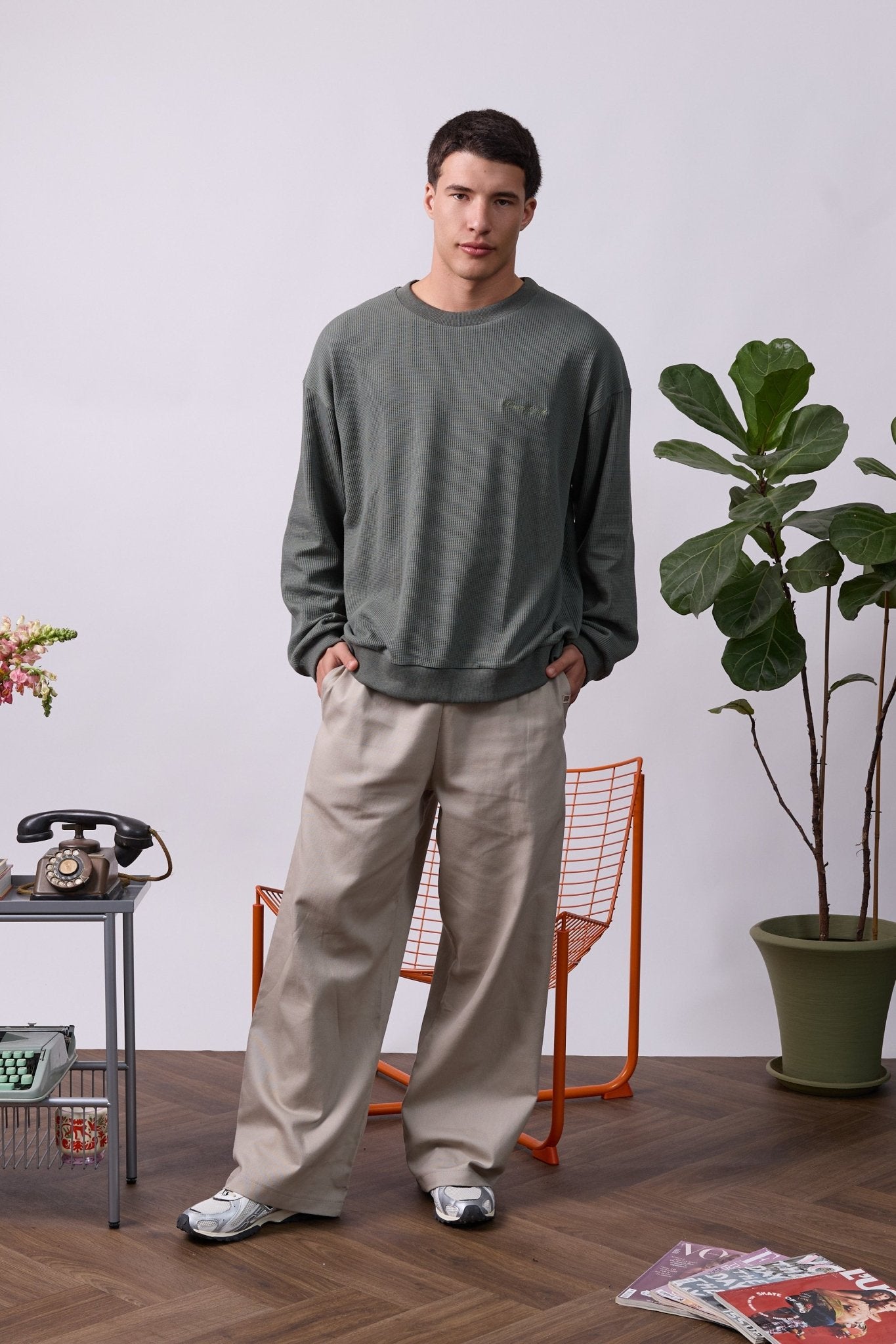 Wide Drill Pants – Beige - GON